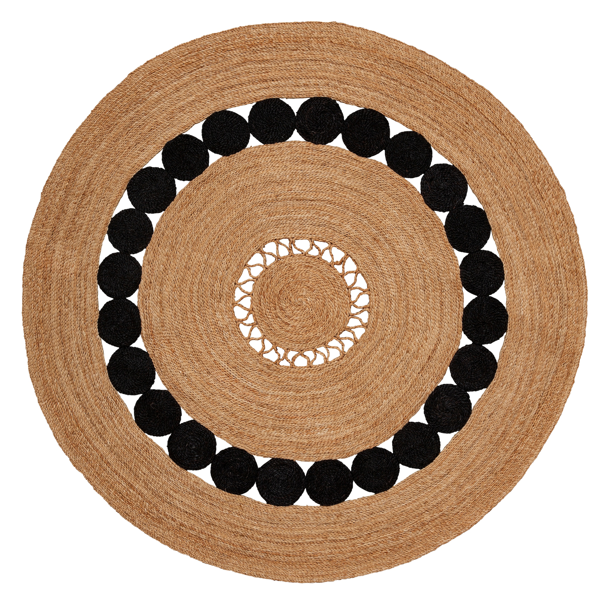 my home Teppich »Naturala, Jute-Teppich, handgefertigt«, rund, 5 mm Höhe, reines Naturprodukt, Jute, Boho, Wendeteppich, Wohnzimmer, Esszimmer