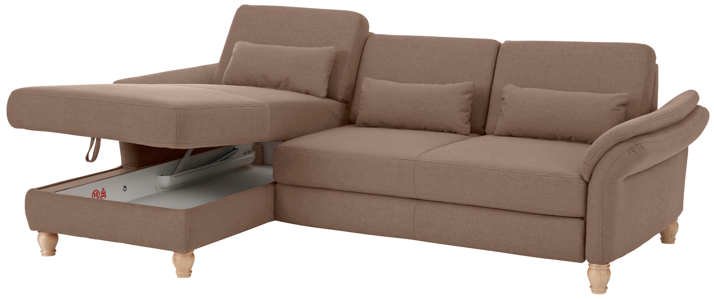 Home affaire Ecksofa »Palace L-Form«, incl. Sitztiefenverstellung, wahlweise mit Bettfunktion und Stauraum