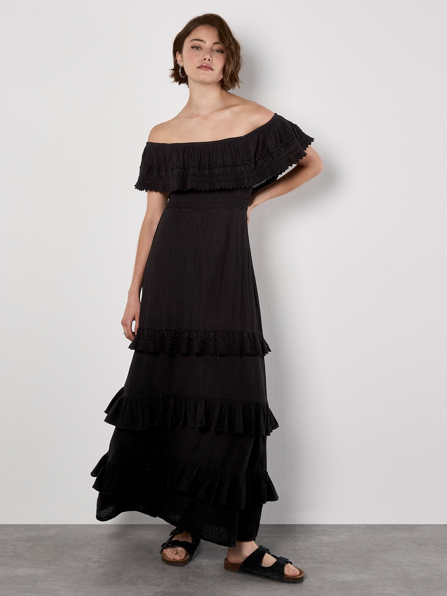 Apricot Bandeaukleid »Bandeau-Rüschenkleid« mit Spitze