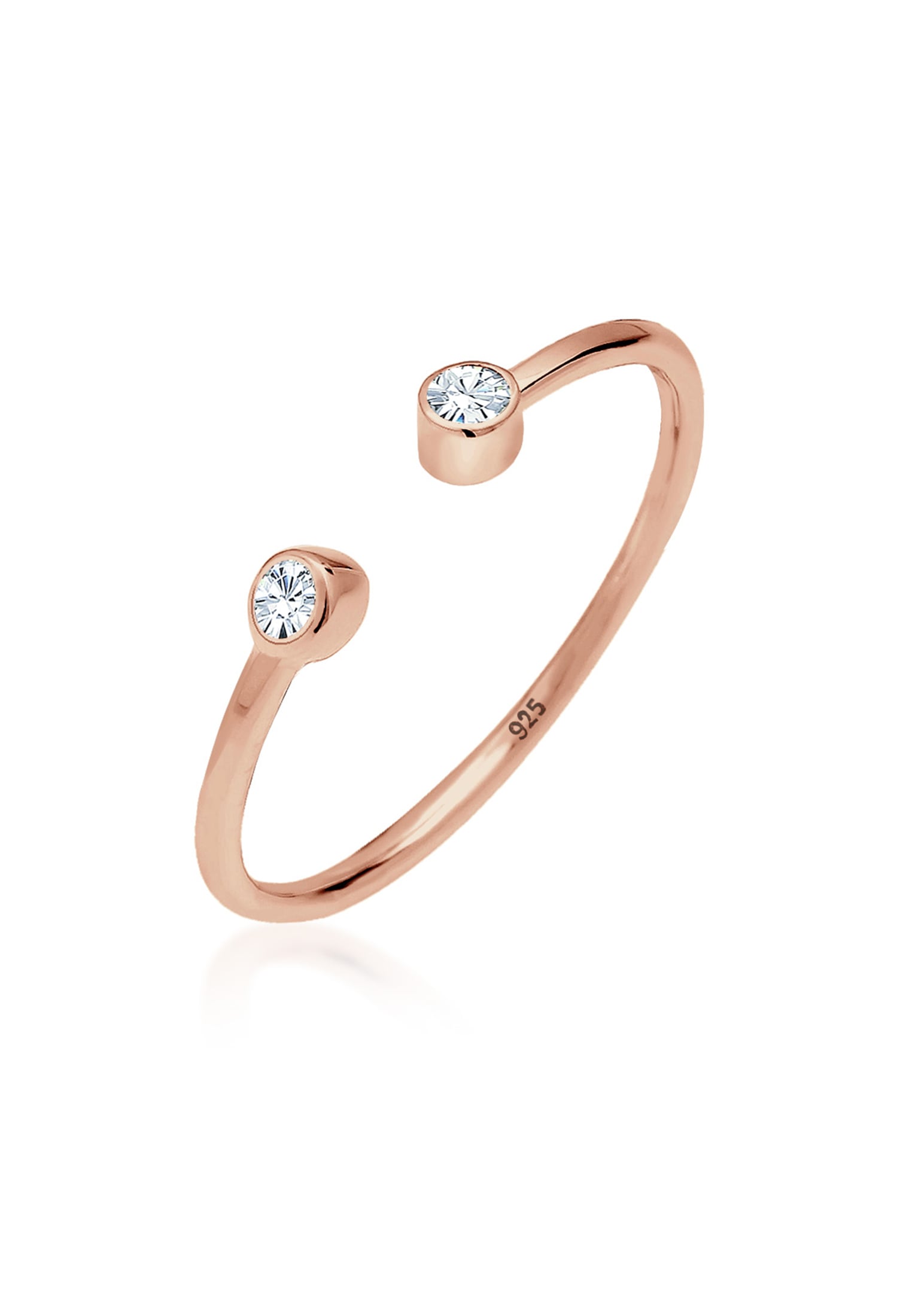 Elli Fingerring »Solitär offen mit Kristalle 925 Silber«