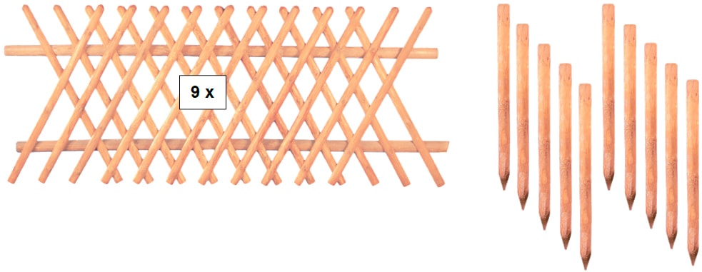 Tetzner & Jentzsch Gartenzaun "Jägerzaun Jefferson 7", 80 cm hoch, 9 Elemente für 22,5 Meter Zaun, mit 10 Pfosten