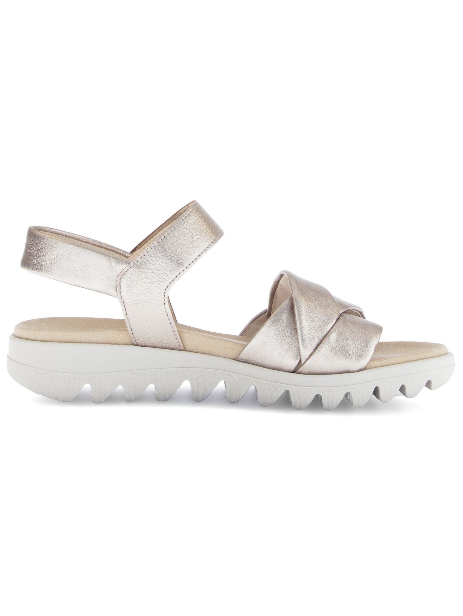 Keilsandalette GABOR "Gabor Sandalen Leder", Damen, Gr. 39, puder, Leder, Schuhe 3