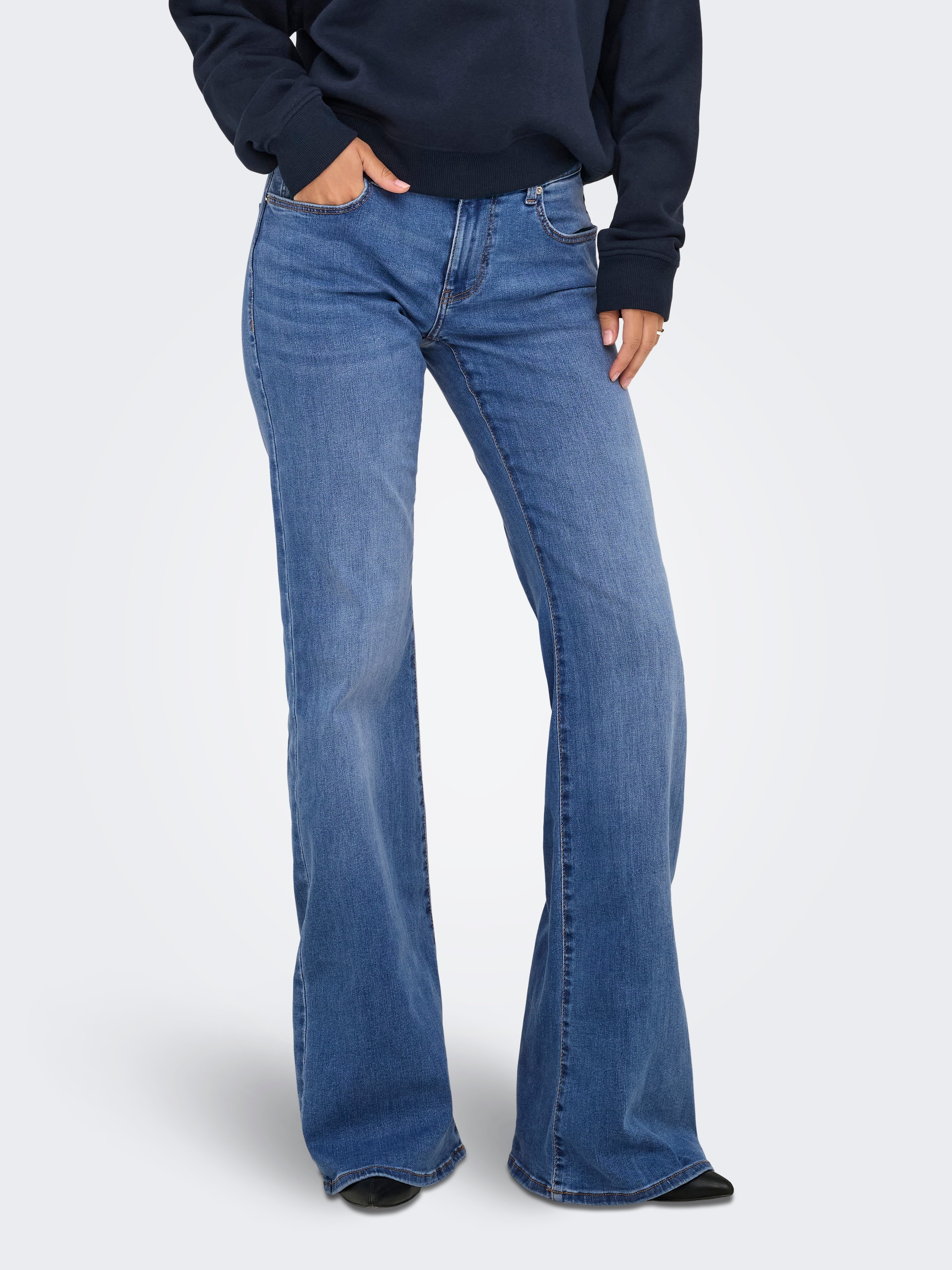 ONLY Bootcut-Jeans "ONLTIGER LW WIDE MB FLARED DNM PIM" günstig online kaufen