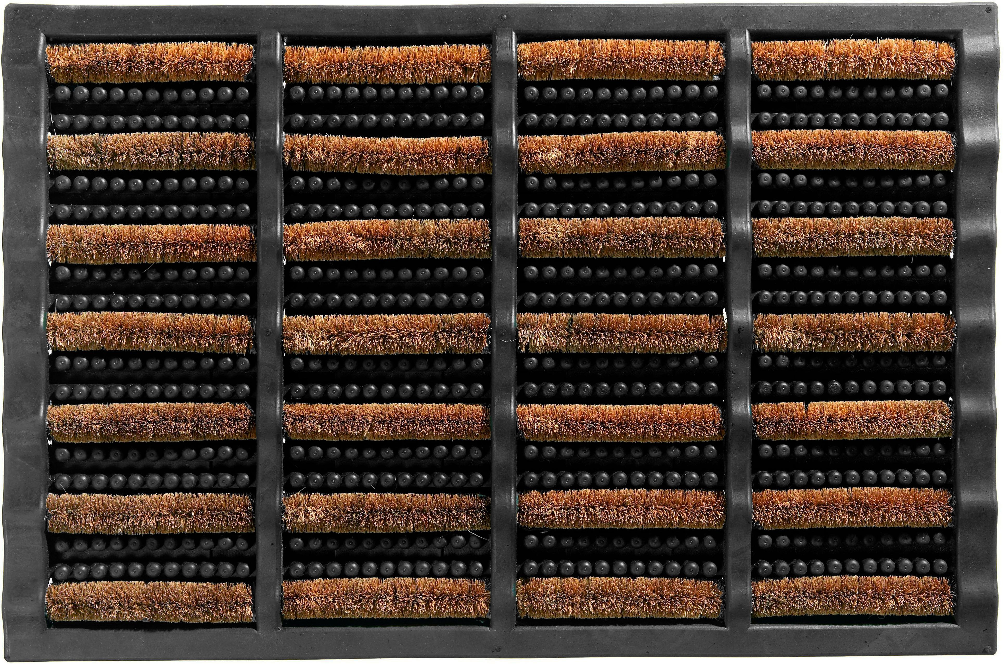 Fußmatte ASTRA, B:40cm H:30mm L:60cm, schwarz, Gummi, Kokos, Flur, Teppiche, "Rimini 568-1", Schmutzfangmatte, mit Kokosbürsten, In -und Outdoor