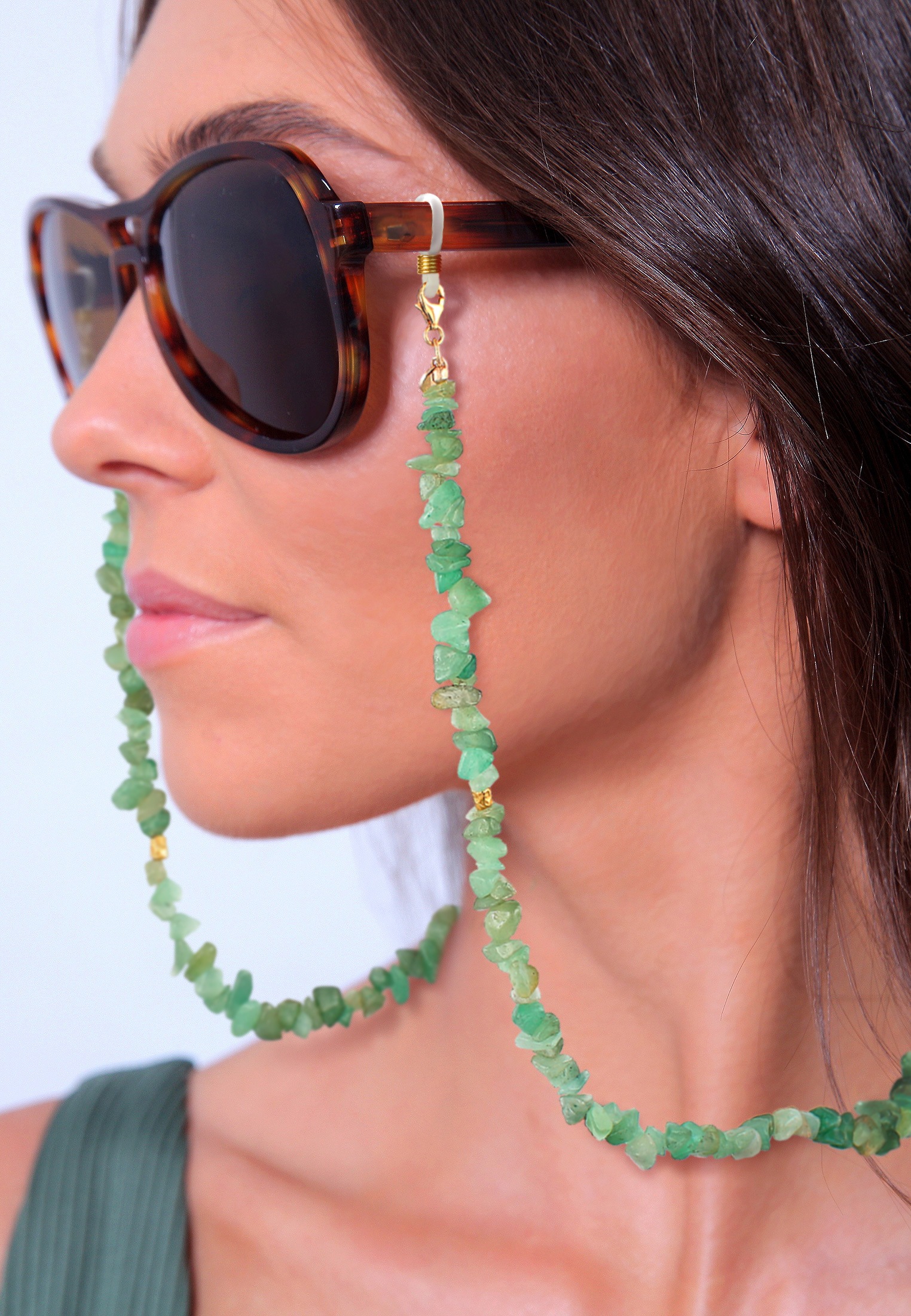 Elli Premium Schmuckset »Schmuckzubehör Brillenkette Aventurin Beads 925 Silber« ()