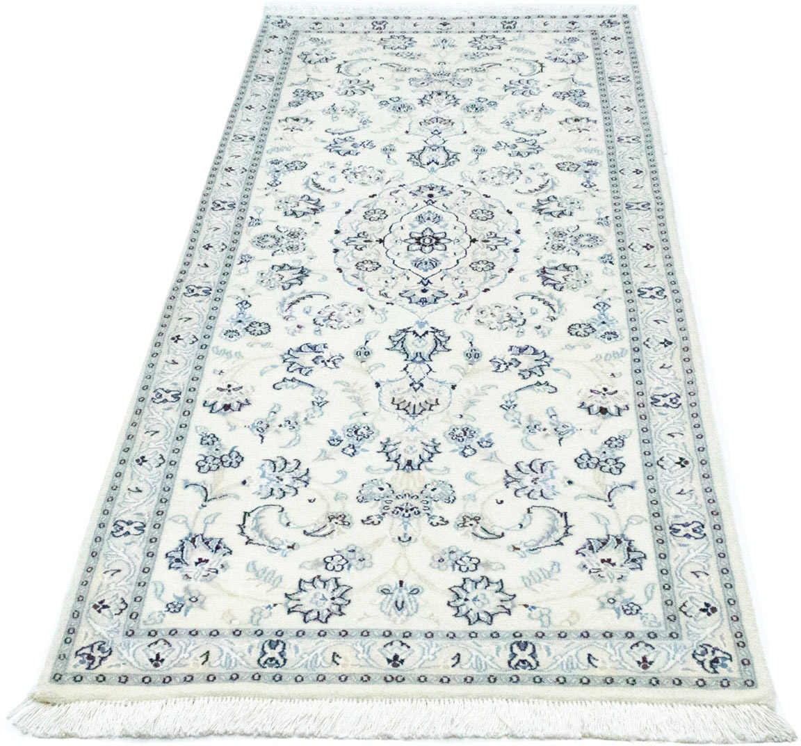 morgenland Hochflor-Läufer "Nain Durchgemustert Bianco naturale 194 x 79 cm", rechteckig, 10 mm Höhe, Handgeknüpft