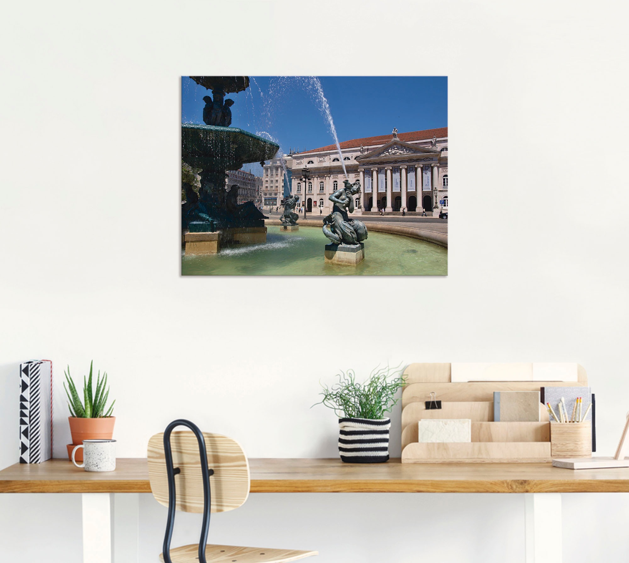 Artland Wandbild »Rossio Platz in Lissabon«, Architektonische Elemente, (1 St.), als Alubild, Leinwandbild, Wandaufkleber oder Poster in versch. Größen