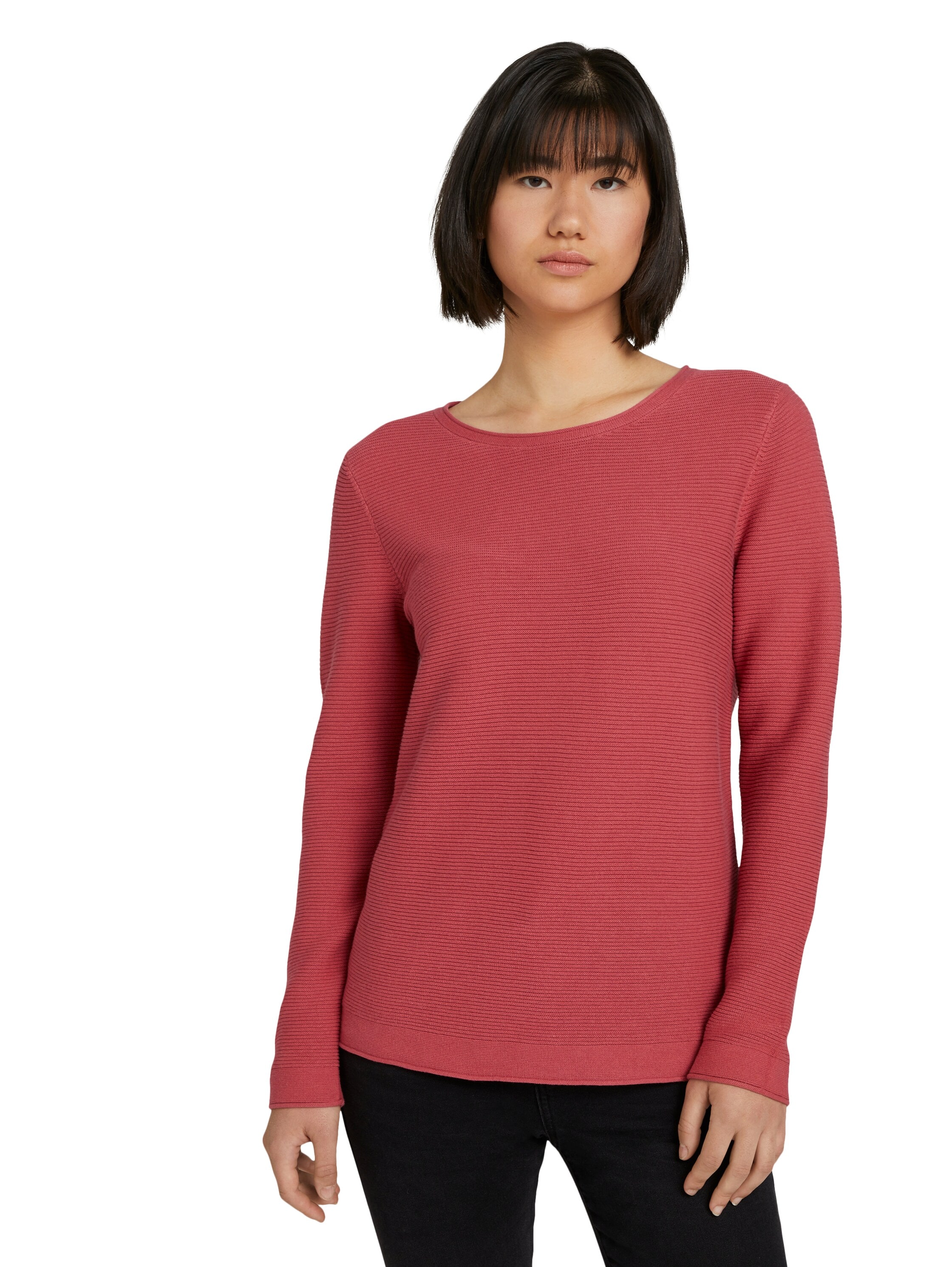 TOM TAILOR Rundhalspullover "Regular" aus Rippstrick günstig online kaufen