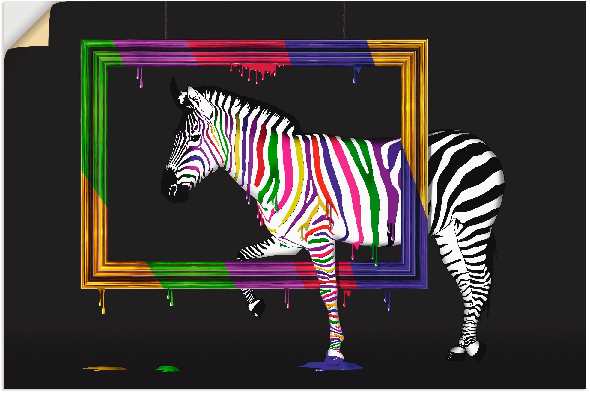 Artland Wandbild "Das Regenbogen Zebra", Animal Fantasy, (1 St.), als Leinw günstig online kaufen