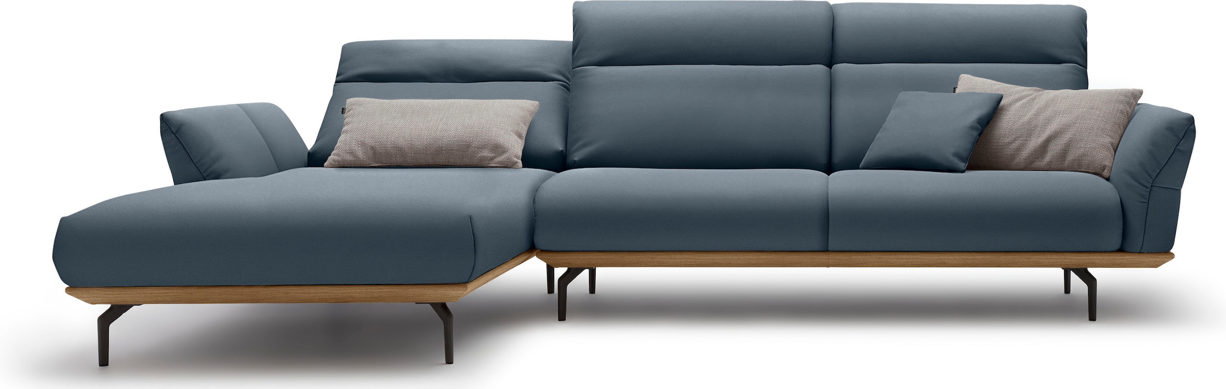 Creation BY ROLF BENZ Ecksofa »CR.460«, Sockel in Nussbaum, Winkelfüße in Umbragrau, Breite 318 cm