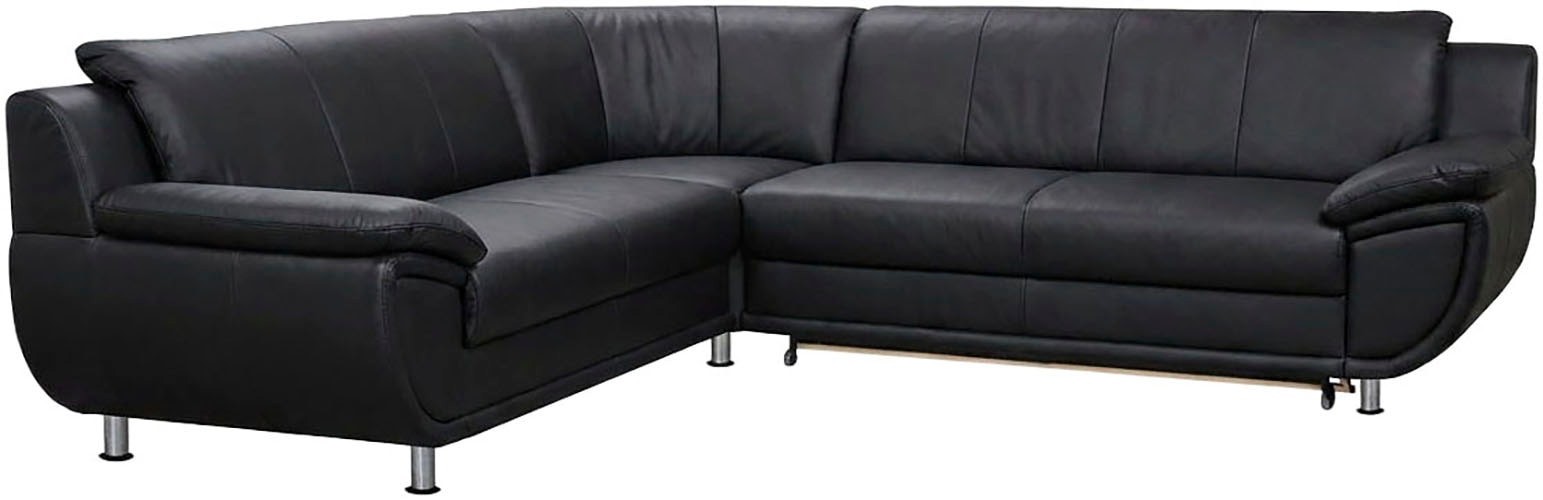 TRENDMANUFAKTUR Ecksofa "Rondo wahlweise mit Schlaffunktion, bequeme Armlehnen" L-Form, wahlw.mit Federkern, Füße chromfarben, Unser Dauertiefpreis
