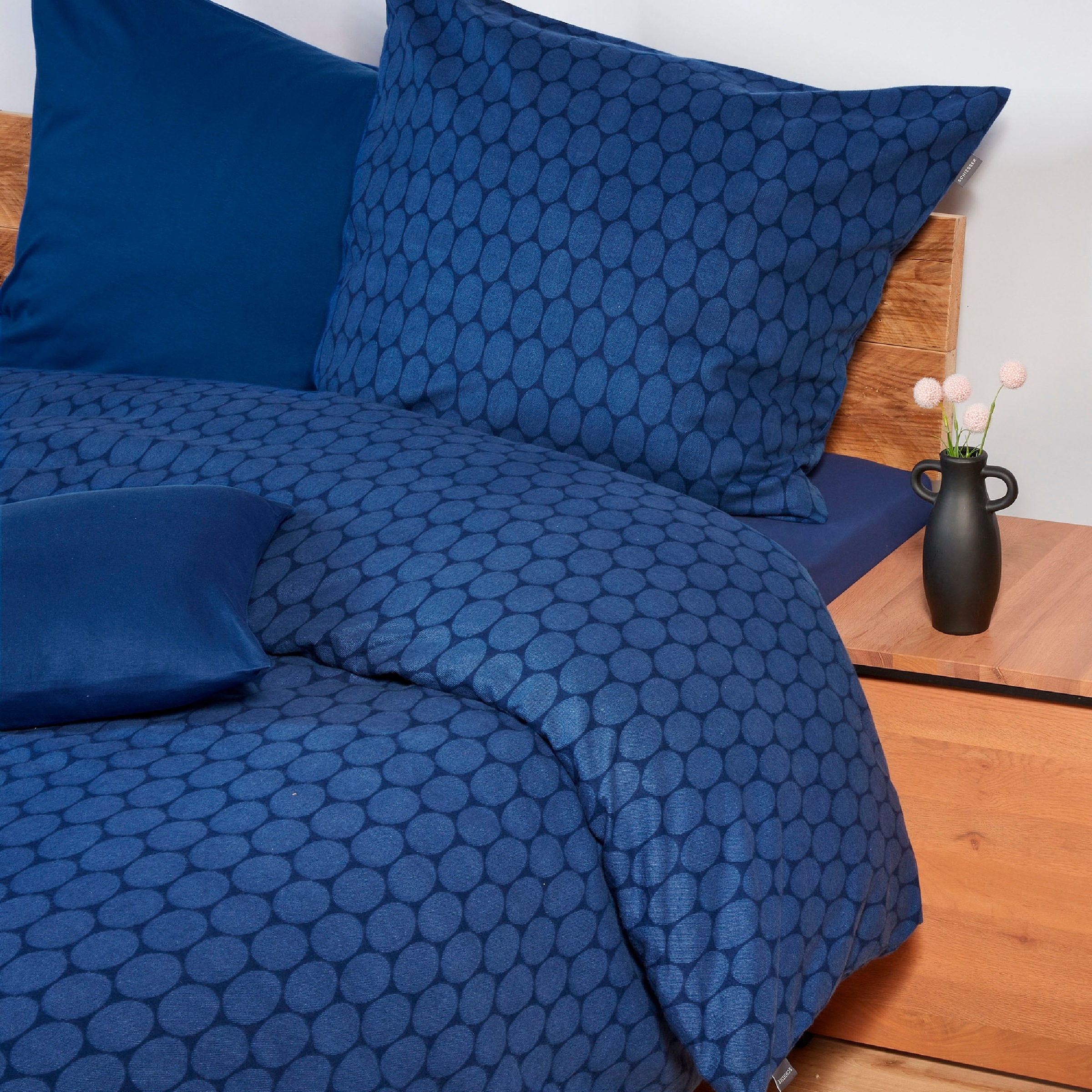 Schiesser Bettwäsche "Drops aus weichem Baumwollflanell in Ton-in-Ton Optik günstig online kaufen