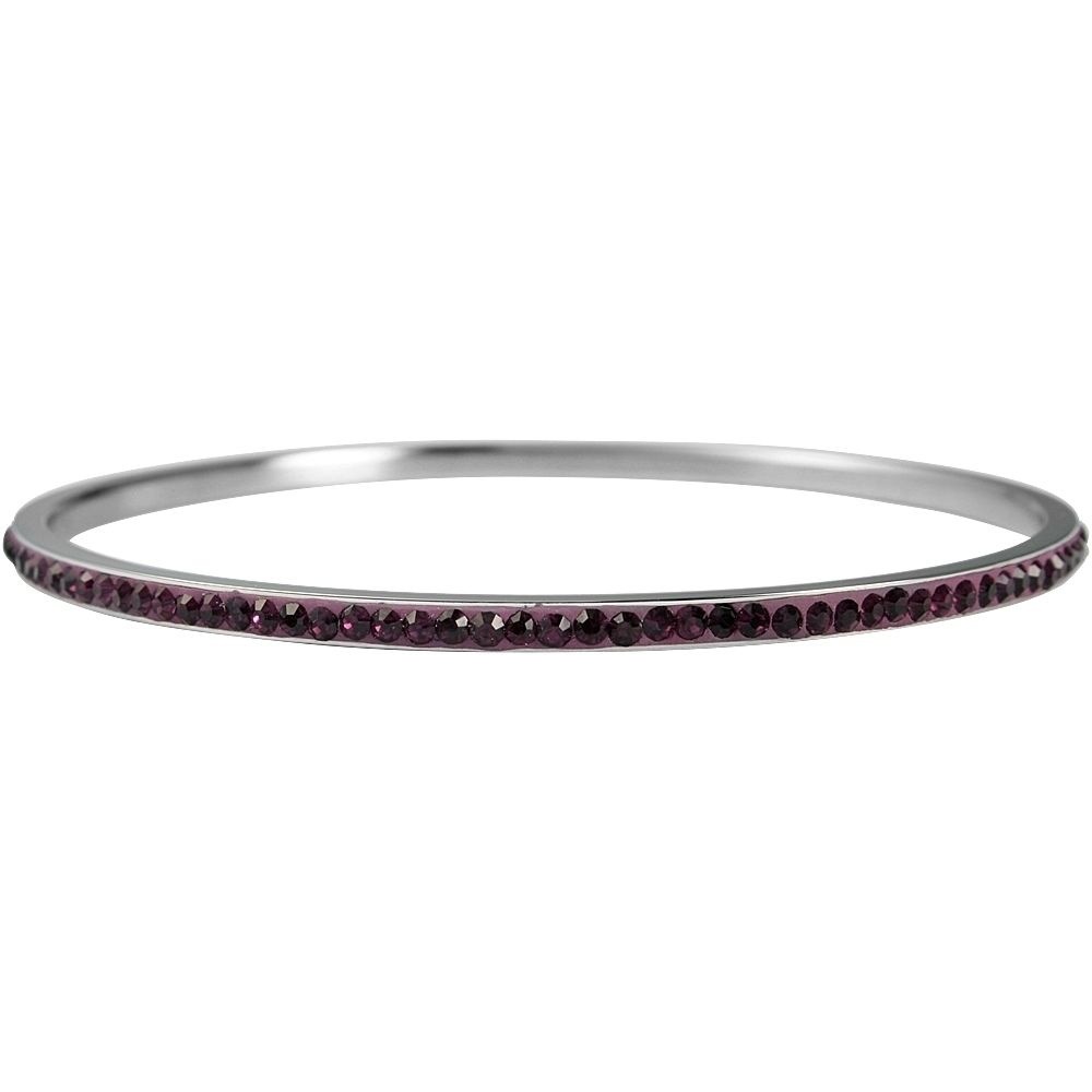 ADELIA ́S Damen Armreif "Armband – Armreif aus Edelstahl mit Zirkonia Ø 6,5 cm cm", 6,5cm, Edelstahl, lila, Edelstahl, Armbänder, Perfekt als Geschenk
