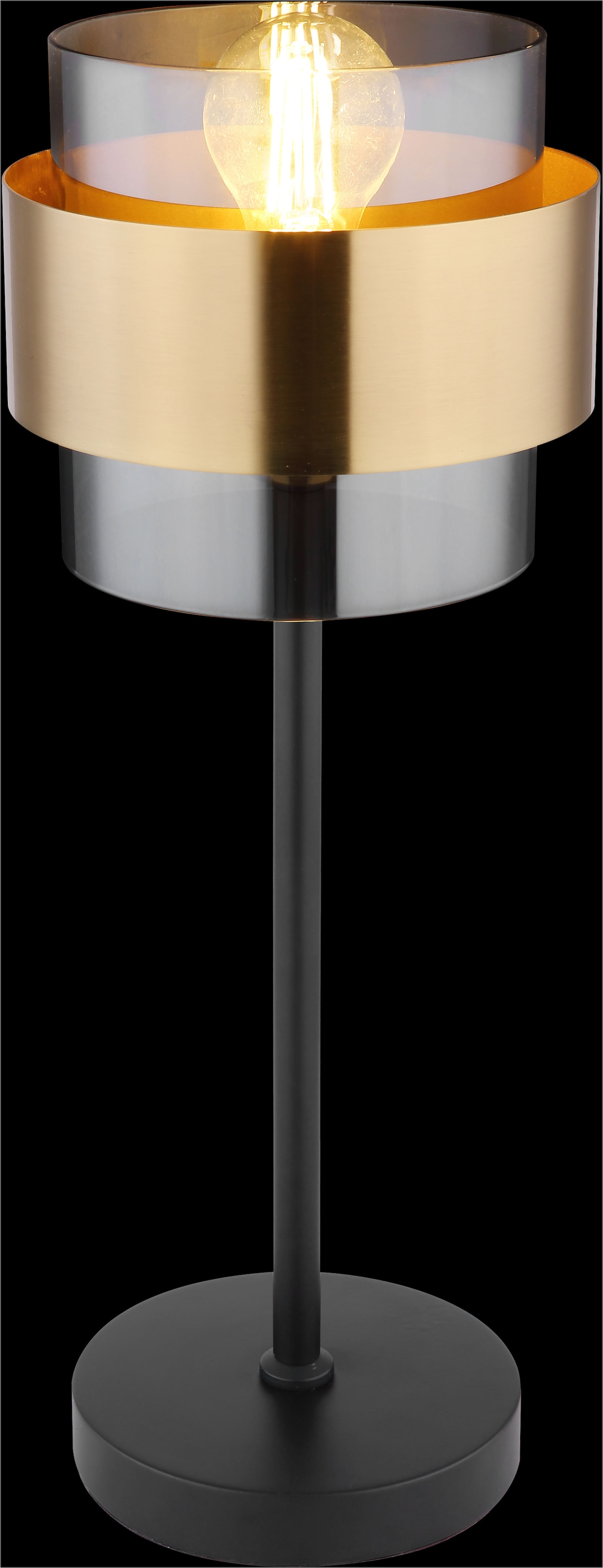 GLOBO LIGHTING Tischleuchte »MILLEY«, Leuchtmittel E27 | ohne Leuchtmittel, Tischlampe/Metall/Glas/Messingring/Schlafzimmer/Wohnzimmer