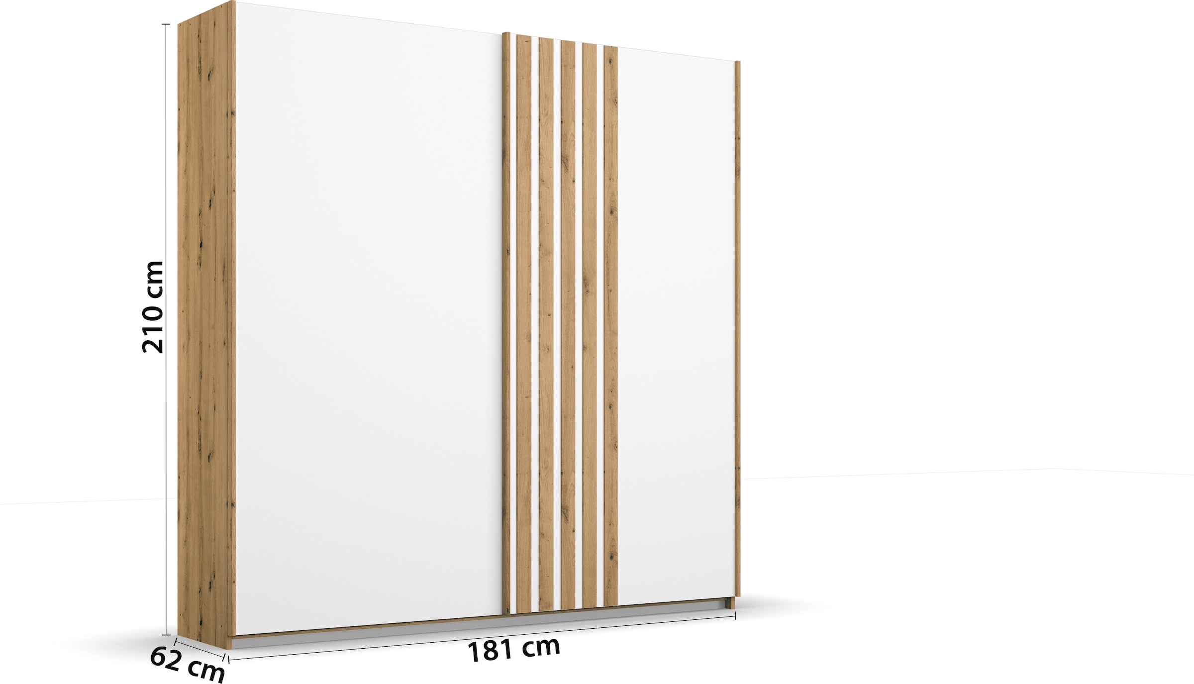 rauch Schwebetürenschrank »Kleiderschrank Schrank Garderobe MOSBACH«, moderne Lamellen-Auflage in 3D Akustikpaneel Optik MADE IN GERMANY