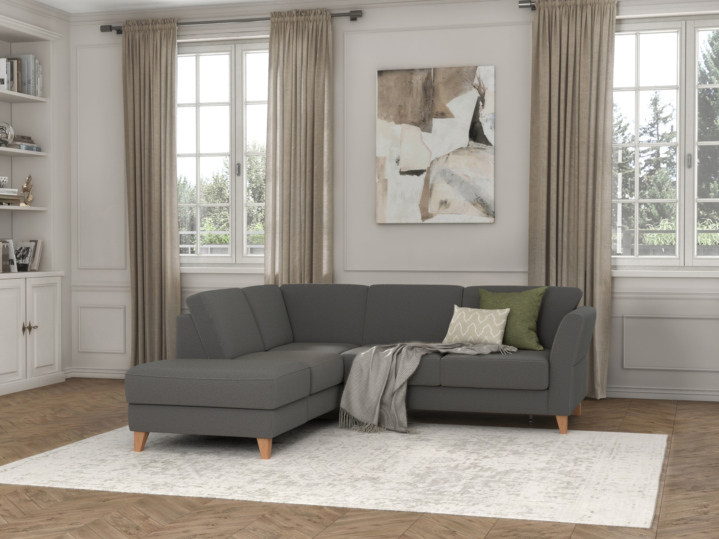 sit&more Ecksofa »Visby L-Form«, Wahlweise mit Bettfunktion und Stauraum, frei im Raum stellbar