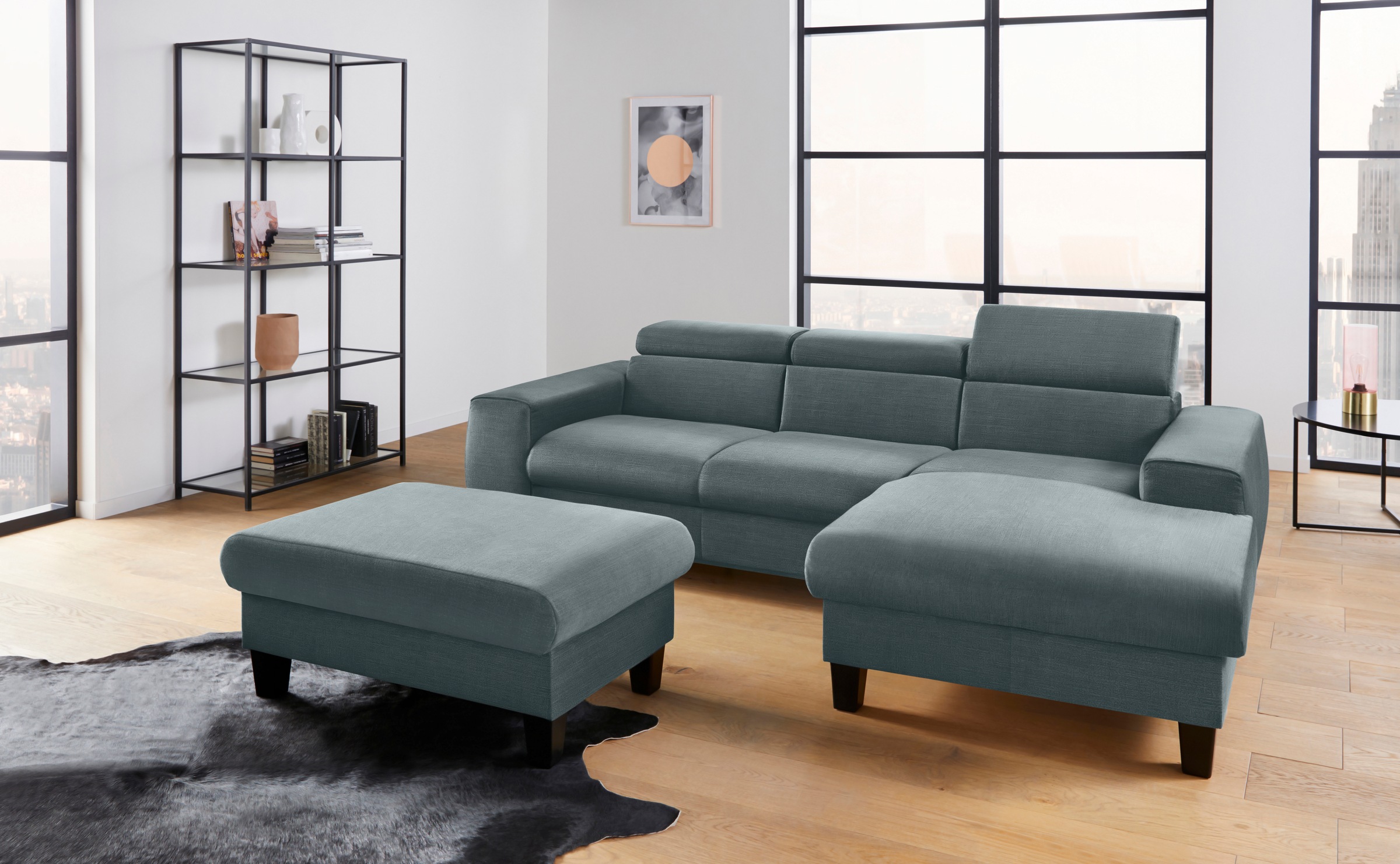 COTTA Ecksofa »Morven L-Form mit Kopfteilverstellung«, wahlweise mit Bettfunktion, Bettkasten & Wireless-Charger