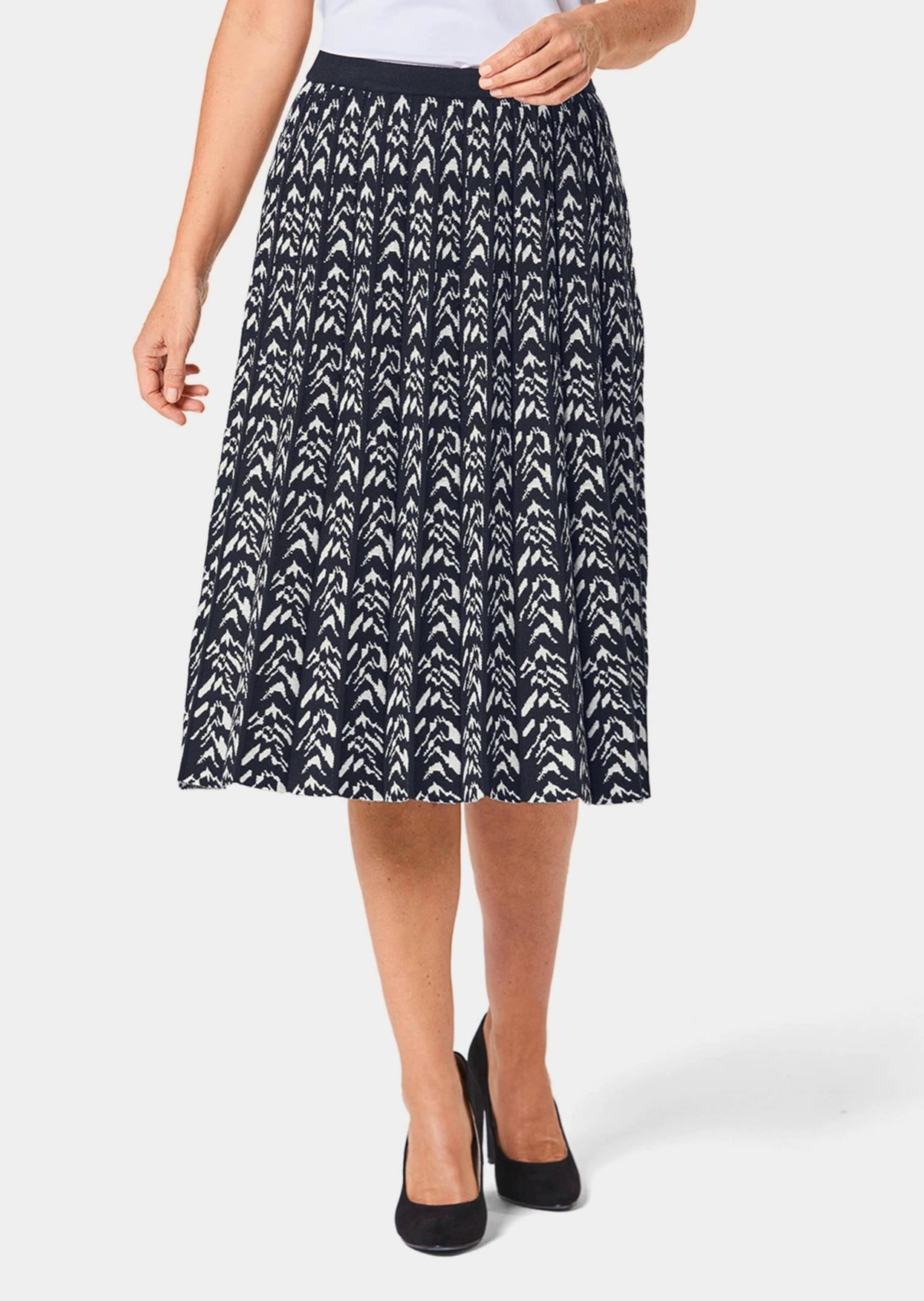 GOLDNER Strickrock "Kurzgröße Hochwertiger Jacquard-Strickrock" Plissefalte günstig online kaufen