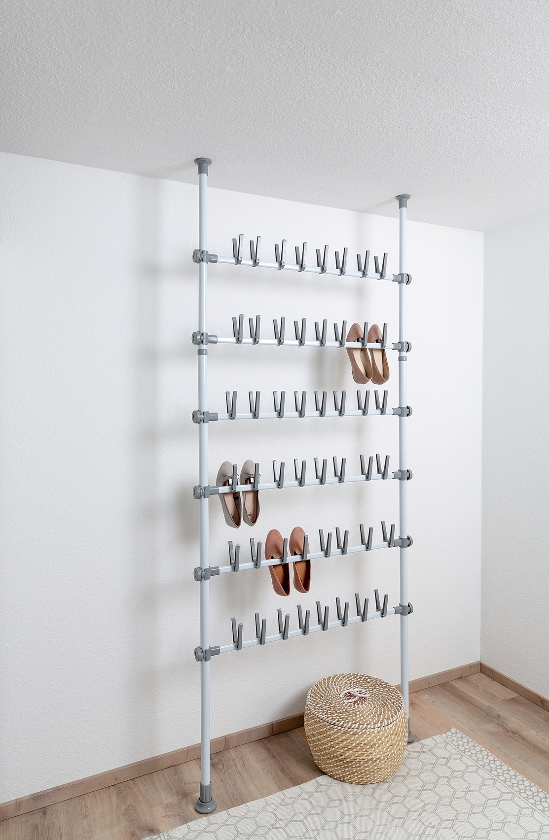 WENKO Schuhregal »Modell Herkules Shoes«, Teleskopregal für 48 Paar Schuhe, zum Klemmen ohne Bohren, verstellbar