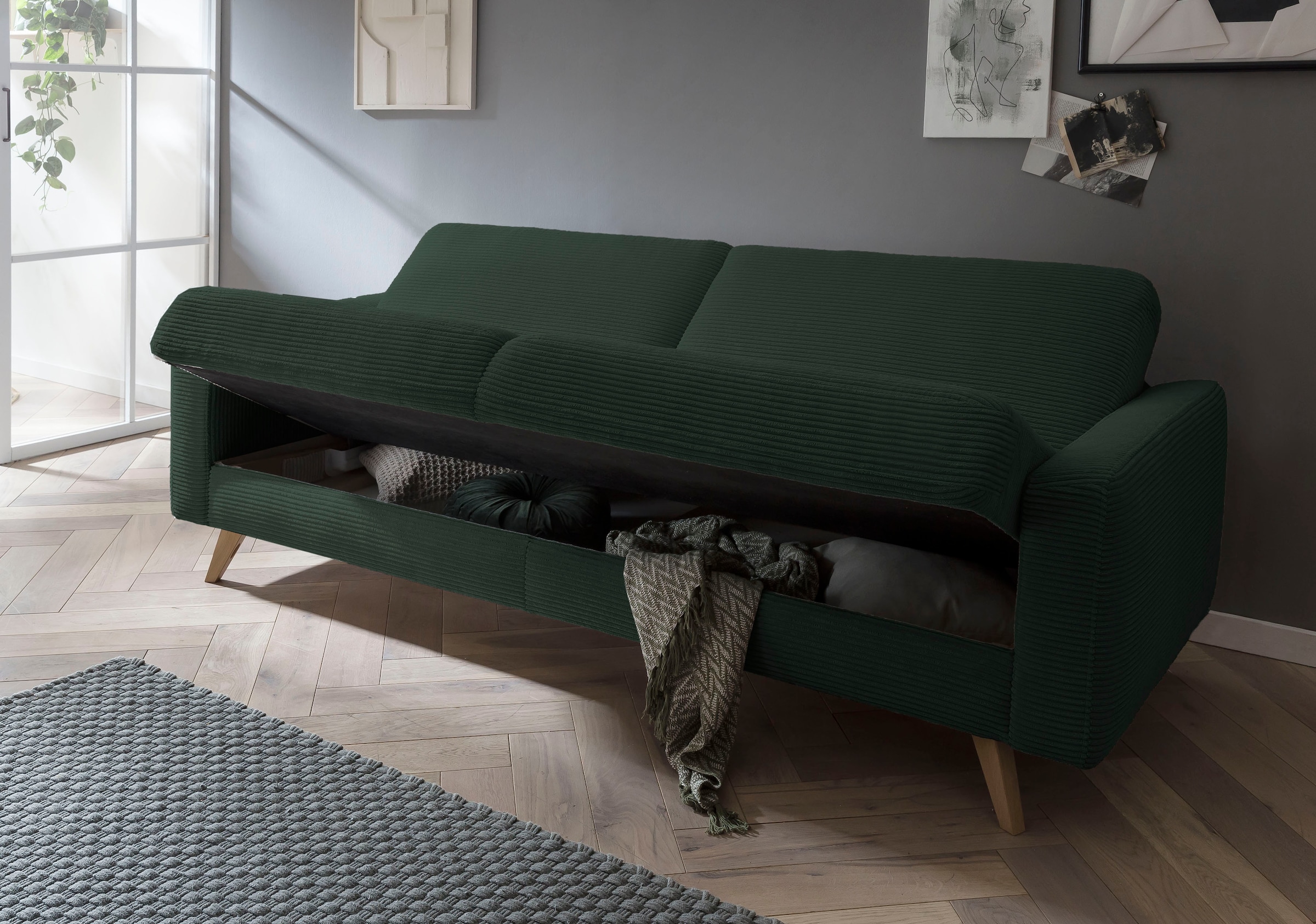 exxpo - sofa fashion 3-Sitzer »Samso«, Inklusive Bettfunktion und Bettkasten