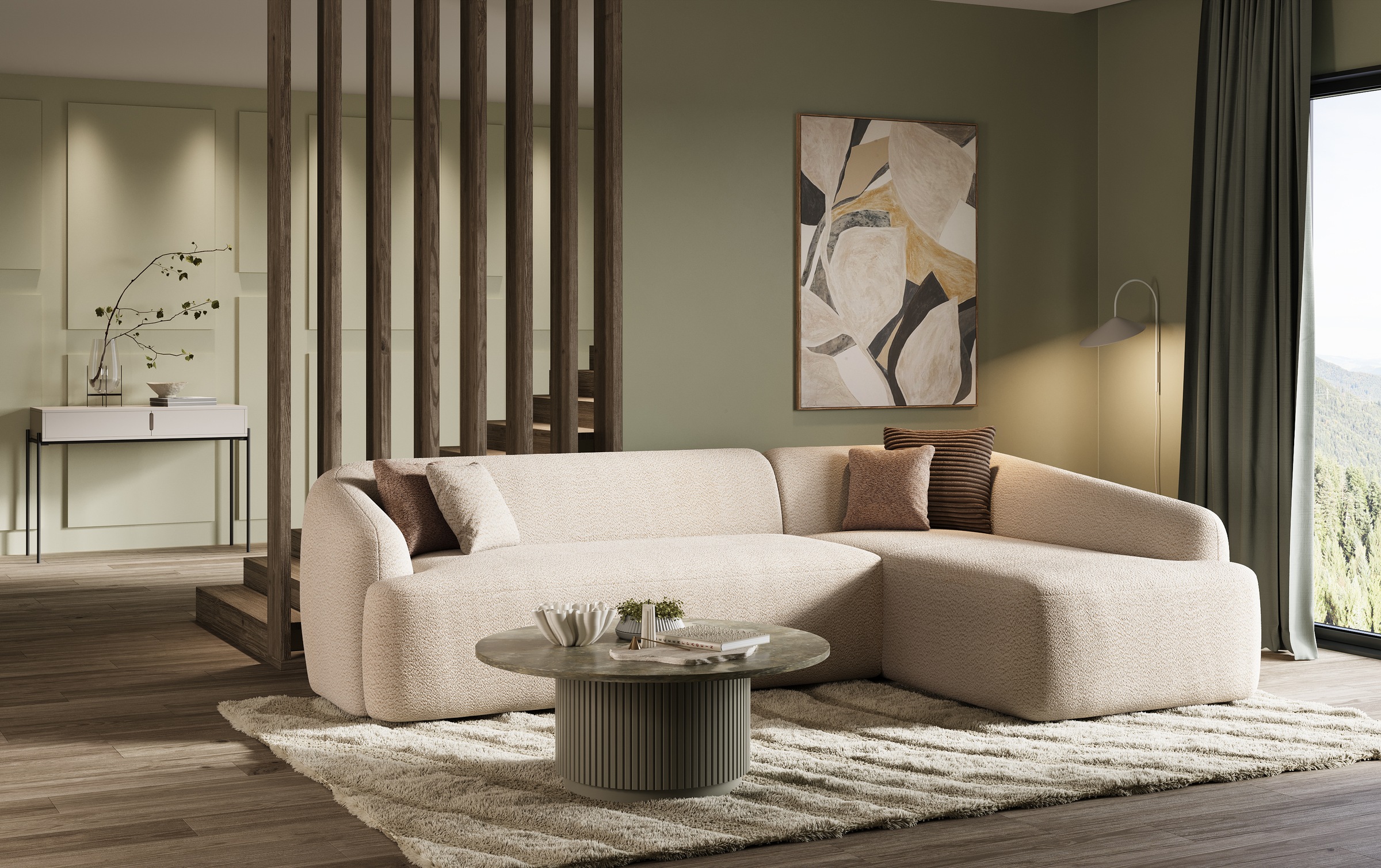 INOSIGN Ecksofa »Nergal, organisches Design, Breite 296cm, L-Form«, Modernes Design, schlichte Optik, stilvoller Blickfang im Wohnzimmer