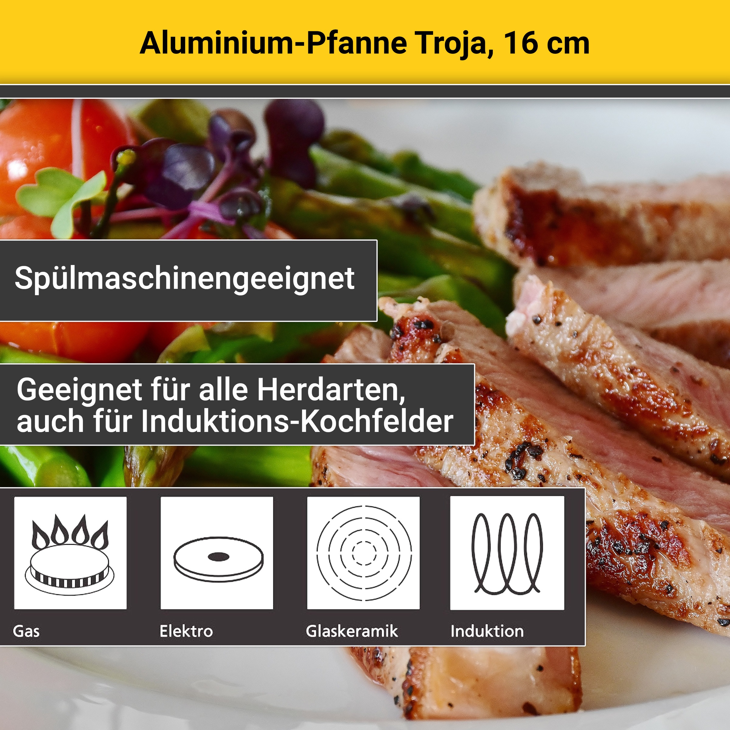 Krüger Bratpfanne »Troja«, Aluminium, (1 tlg.), für Induktions-Kochfelder geeignet