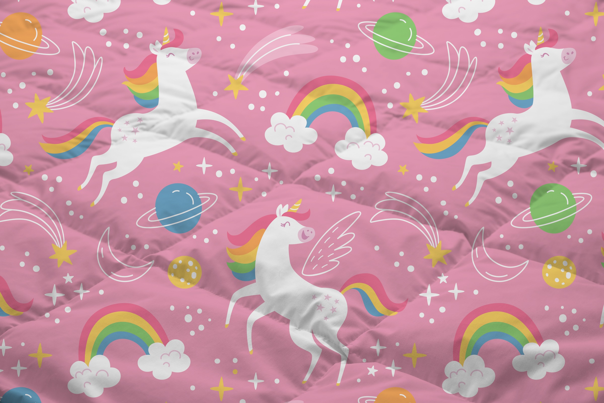 PURE luxury collection Microfaserbettdecke + Kopfkissen »Bella« 2-in-1 Bettdecke, waschbar, 135x200, Wende, Mädchen, Einhorn, Rosa