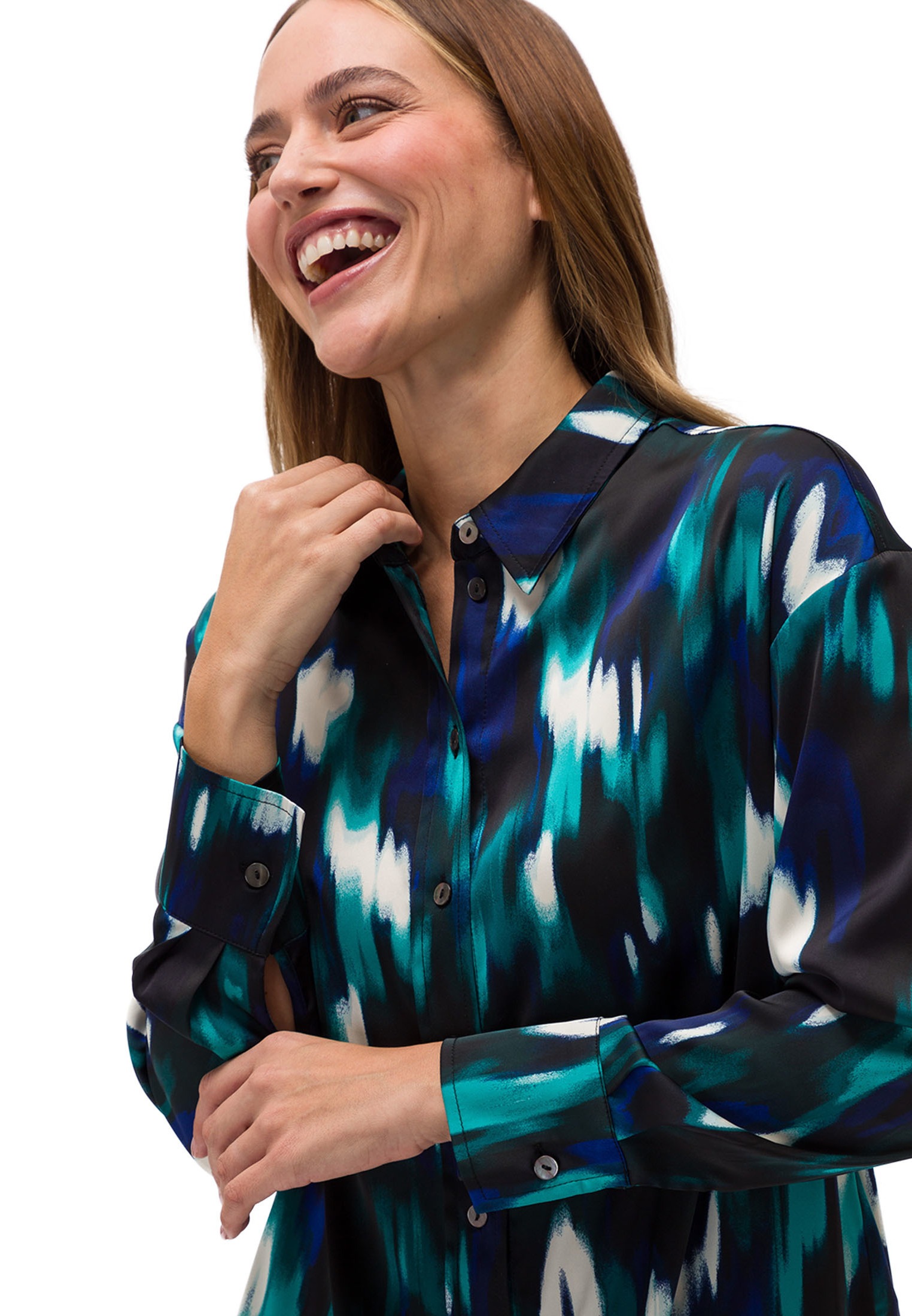 Zero Satinbluse »zero Satinbluse mit Hemdblusenkragen«