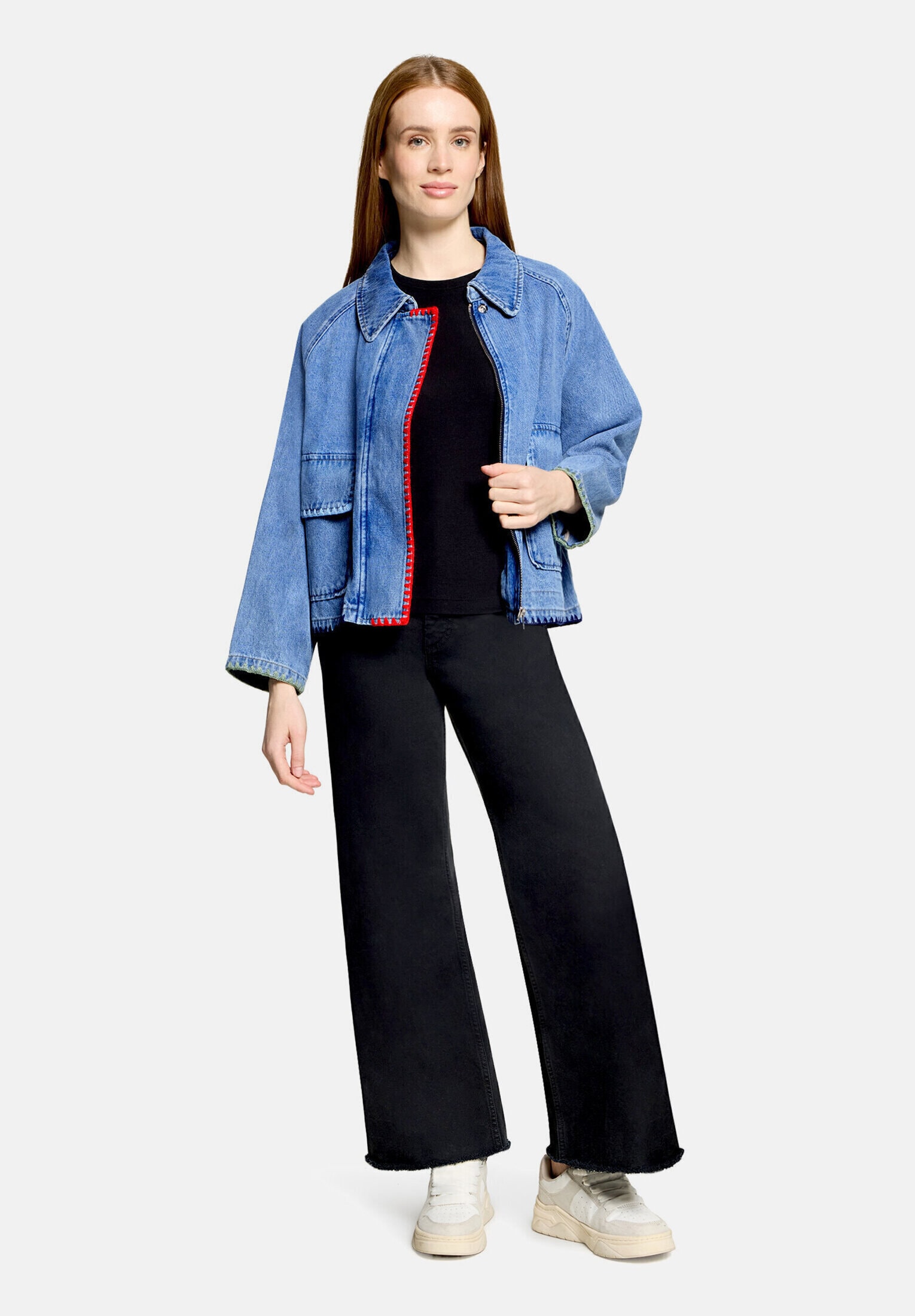 Amber & June Jeansjacke "Damen mit aufgesetzten Taschen"
