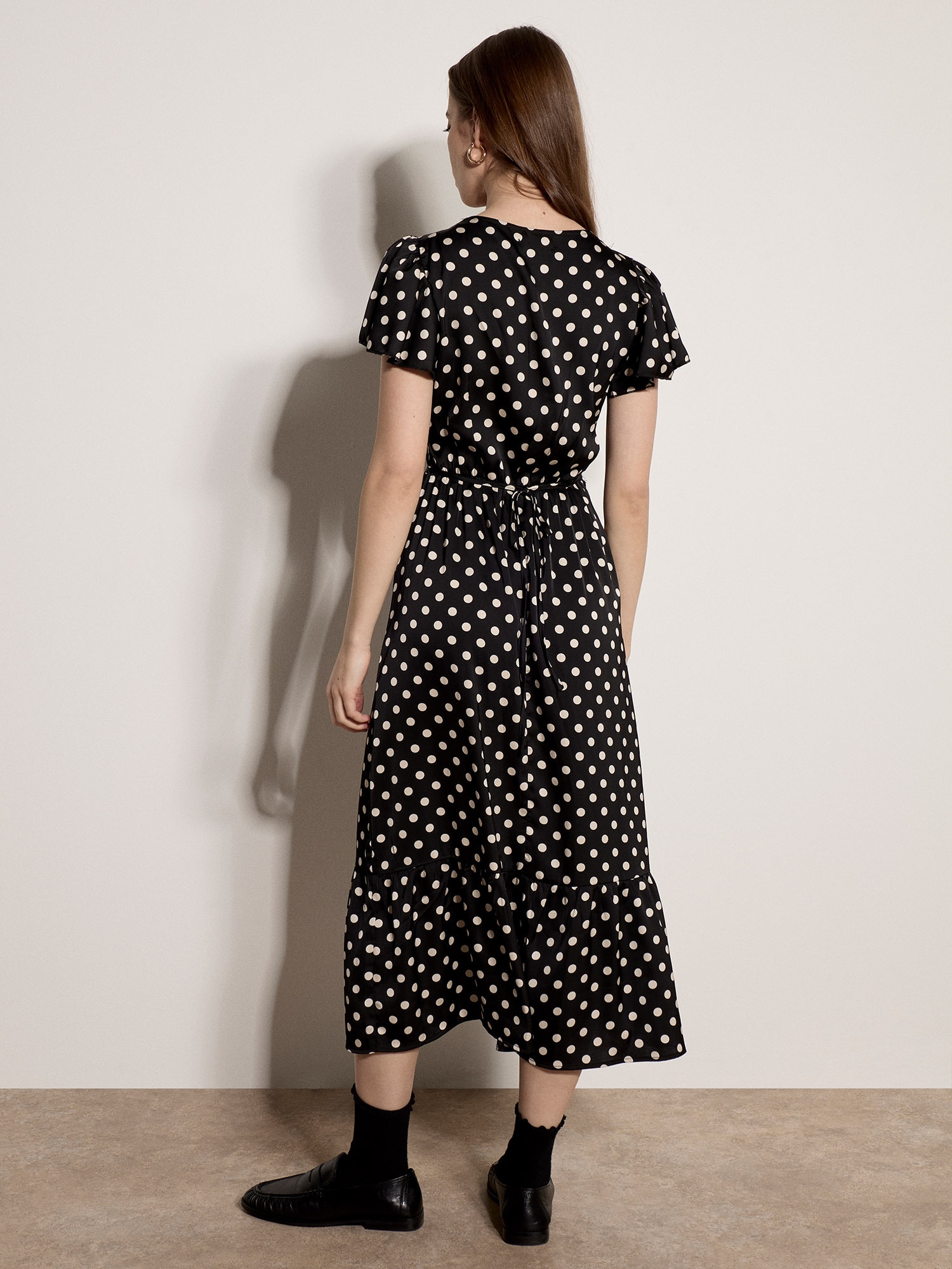Apricot Midikleid »Midi-Kleid aus Satin mit Polka-Dot-Muster« mit Spitze
