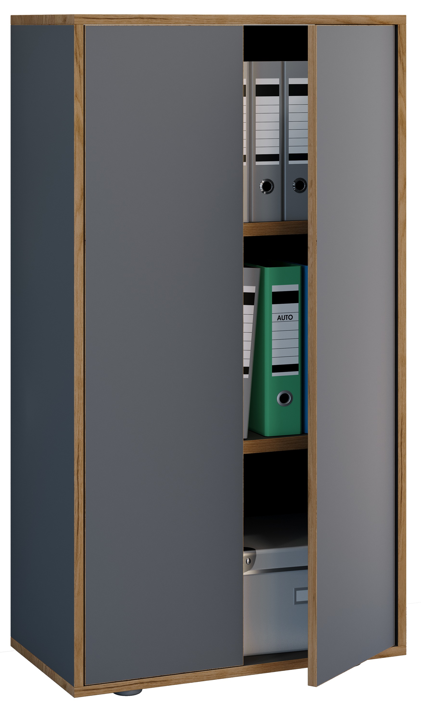 Aktenschrank VCM, B:60cm T:33cmanthrazit, Obermaterial: 100% Holz Wood., Büro, Schränke, "Büroschrank Aktenschrank Sideboard Salia 3fach"