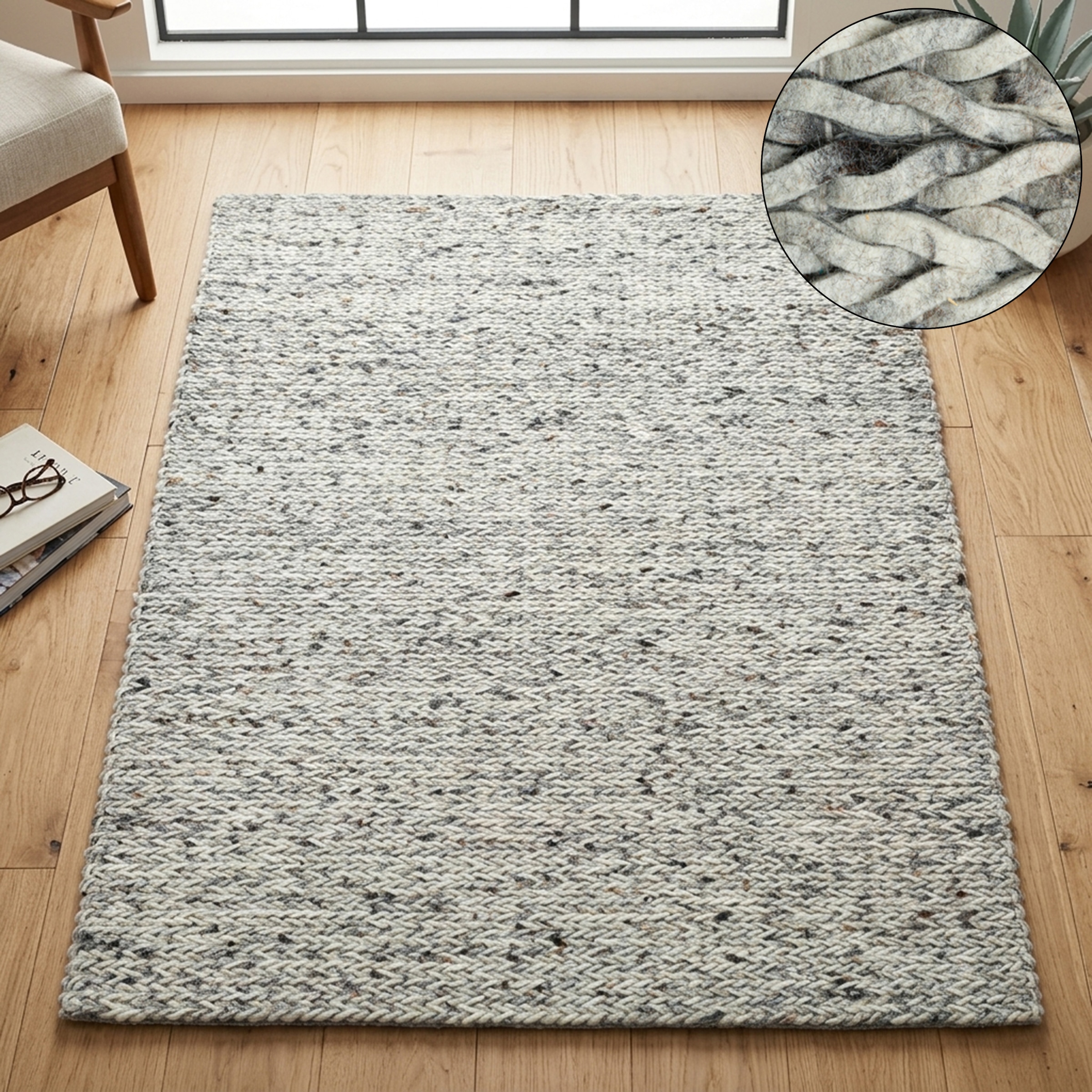 THEKO Wollteppich »Arlberg« rechteckig 23 mm Höhe meliert, reine Wolle, Strickoptik, ideal im Wohnzimmer & Schlafzimmer
