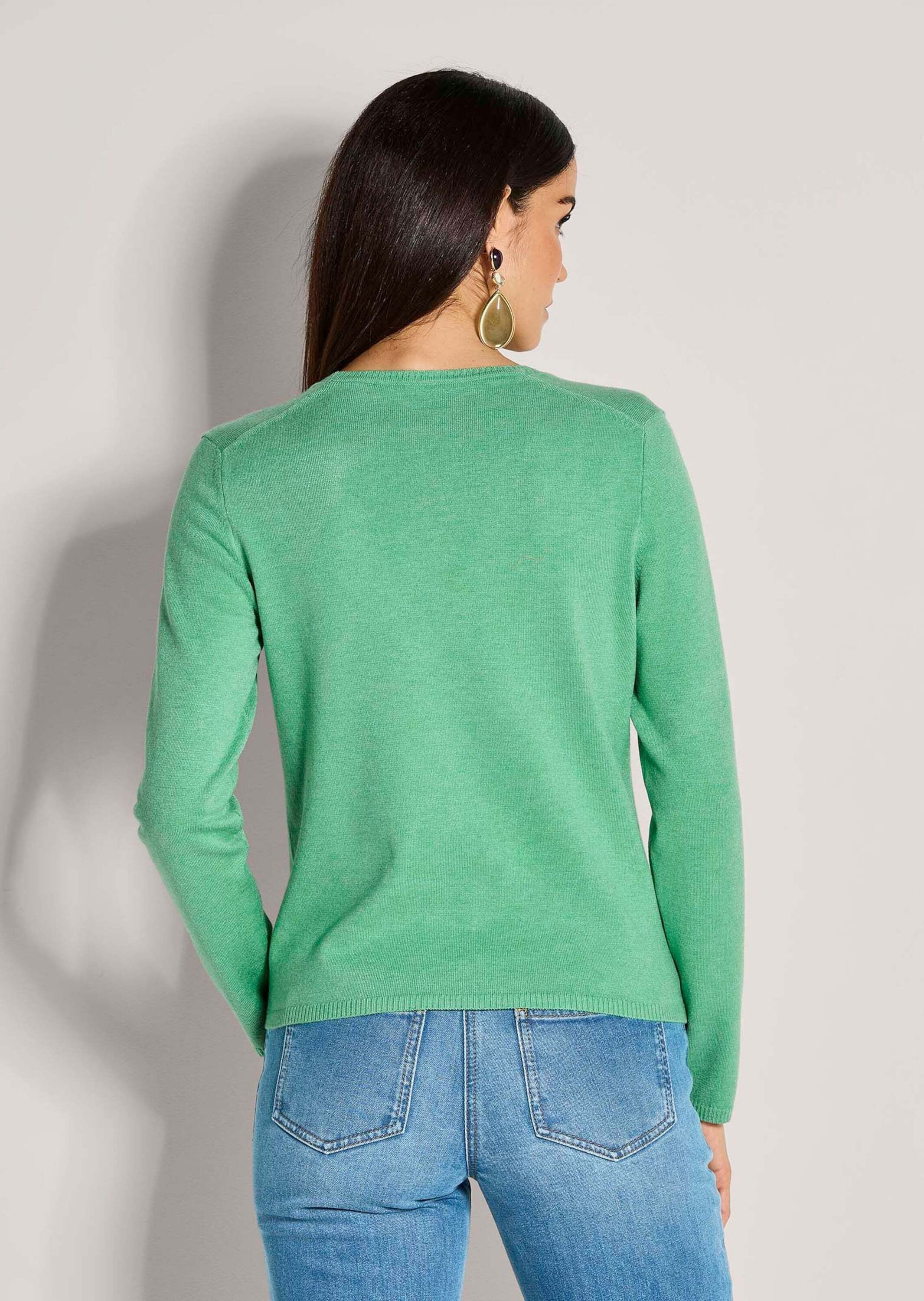 MADELEINE Langarm Feinstrick Strickjacke Grün Gr. 44/46 3