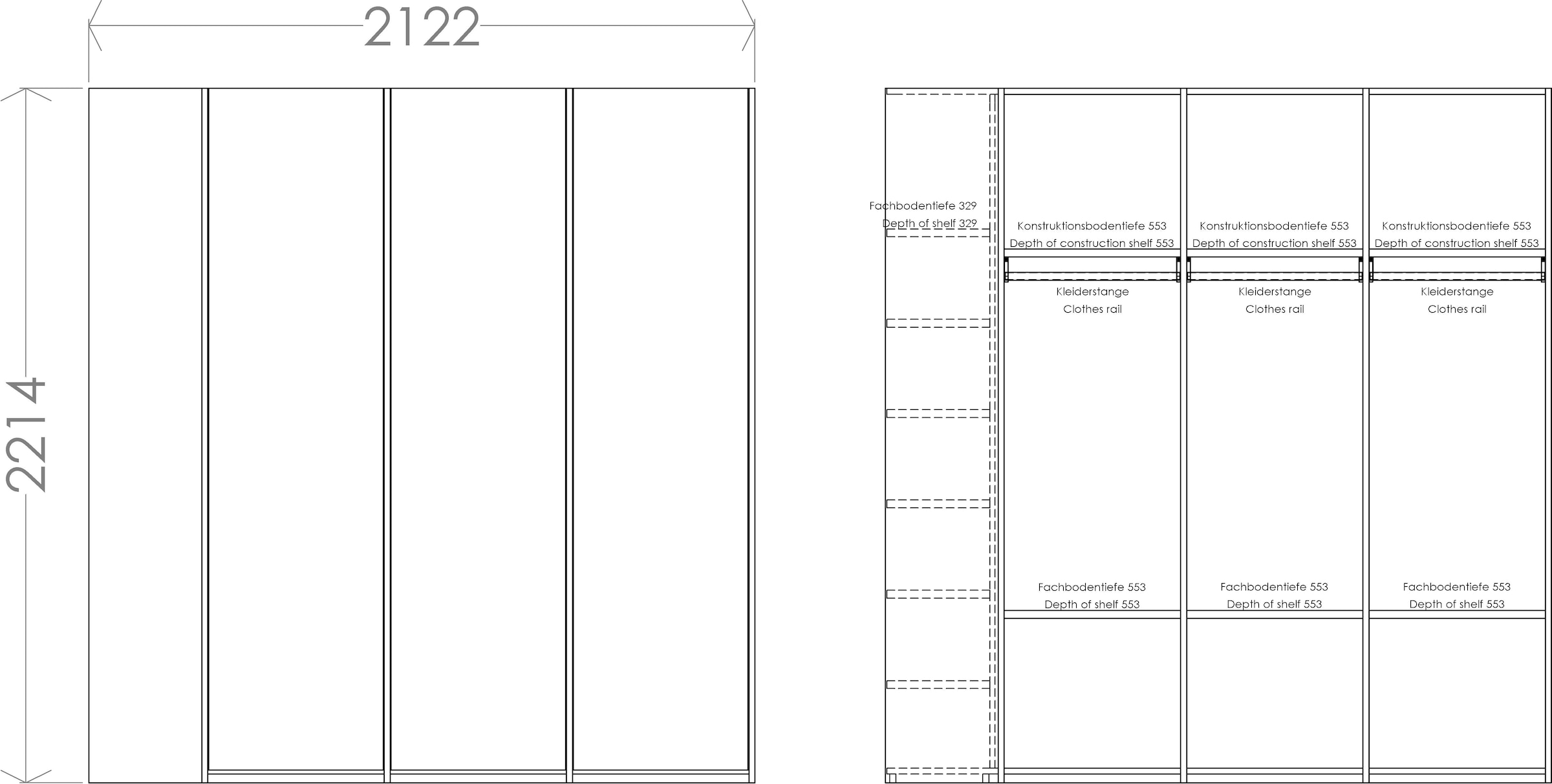 links inklusive Variante rechts BAUR Kleiderschrank Müller 3«, oder montierbarem »Modular | Plus LIVING Seitenregal SMALL