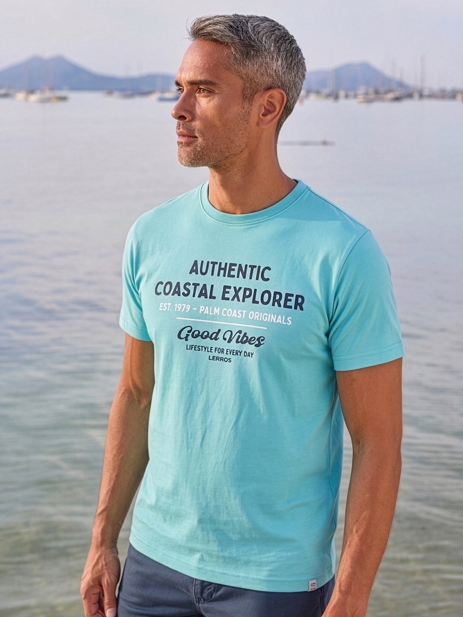 LERROS T-Shirt "T-Shirt mit O-Neck aus softer Baumwolle mit Summervibe-Print"