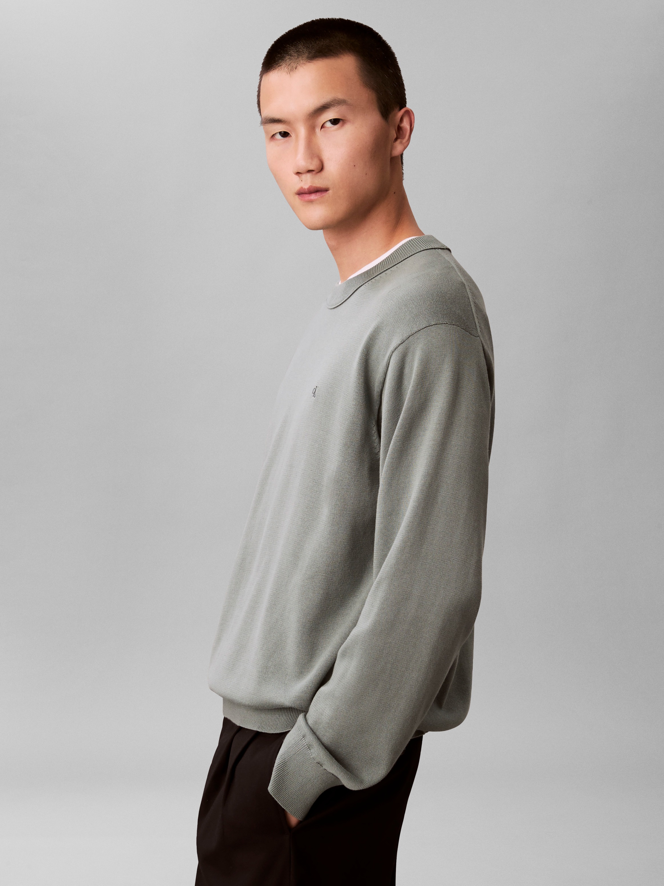 Thumbnail - Calvin Klein Jeans Strickpullover "LS EZ COTTON CREWNK SWEATER 12GG" Mit Rundhalsausschnitt