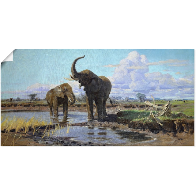 Artland Wandbild »Elefanten an der Wasserstelle.«, Wildtiere, (1 St.), als  Alubild, Leinwandbild, Wandaufkleber oder Poster in versch. Größen kaufen |  BAUR