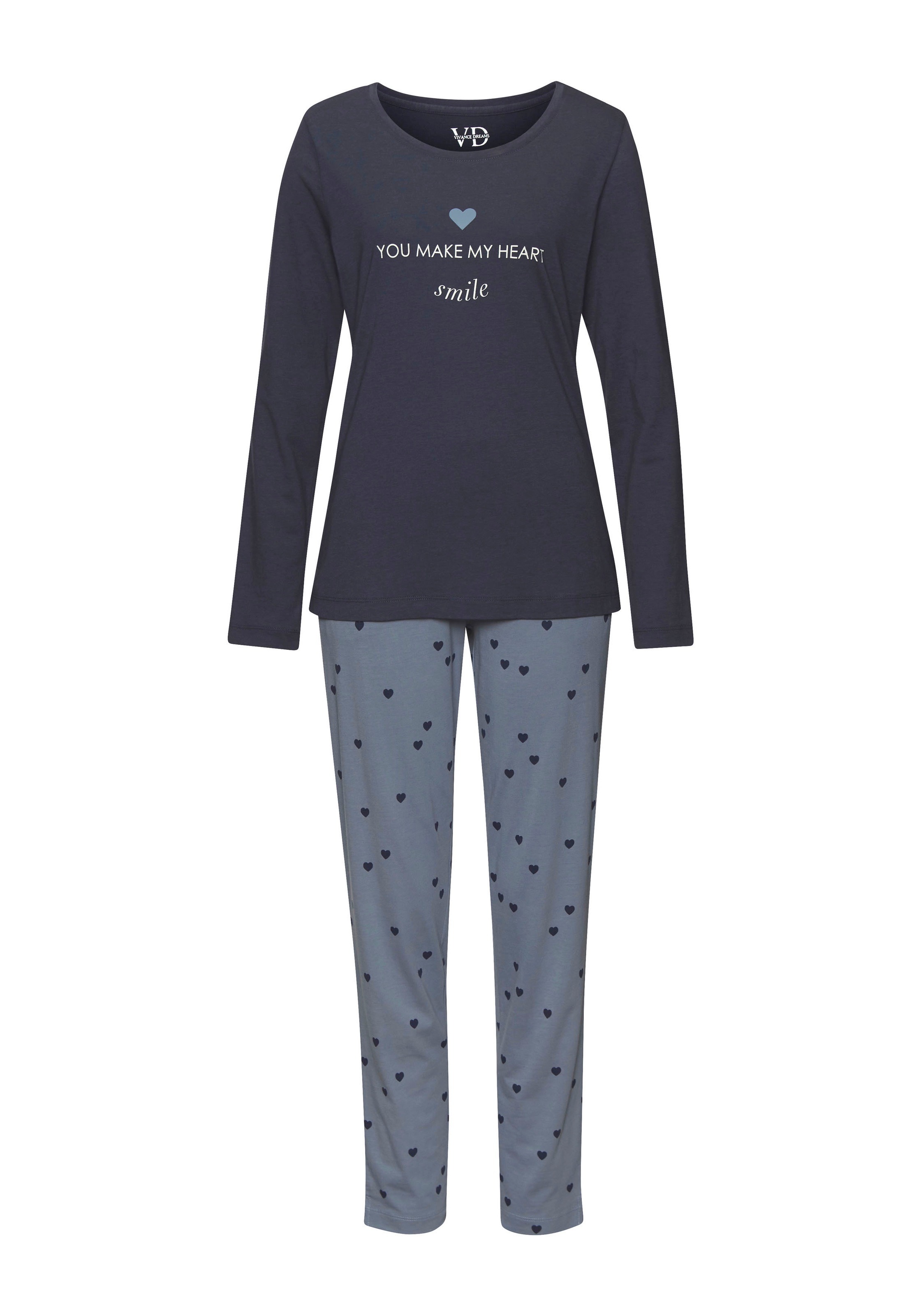 Vivance Dreams Pyjama, (2 tlg.), mit süßem Schrift-Aufdruck günstig online kaufen