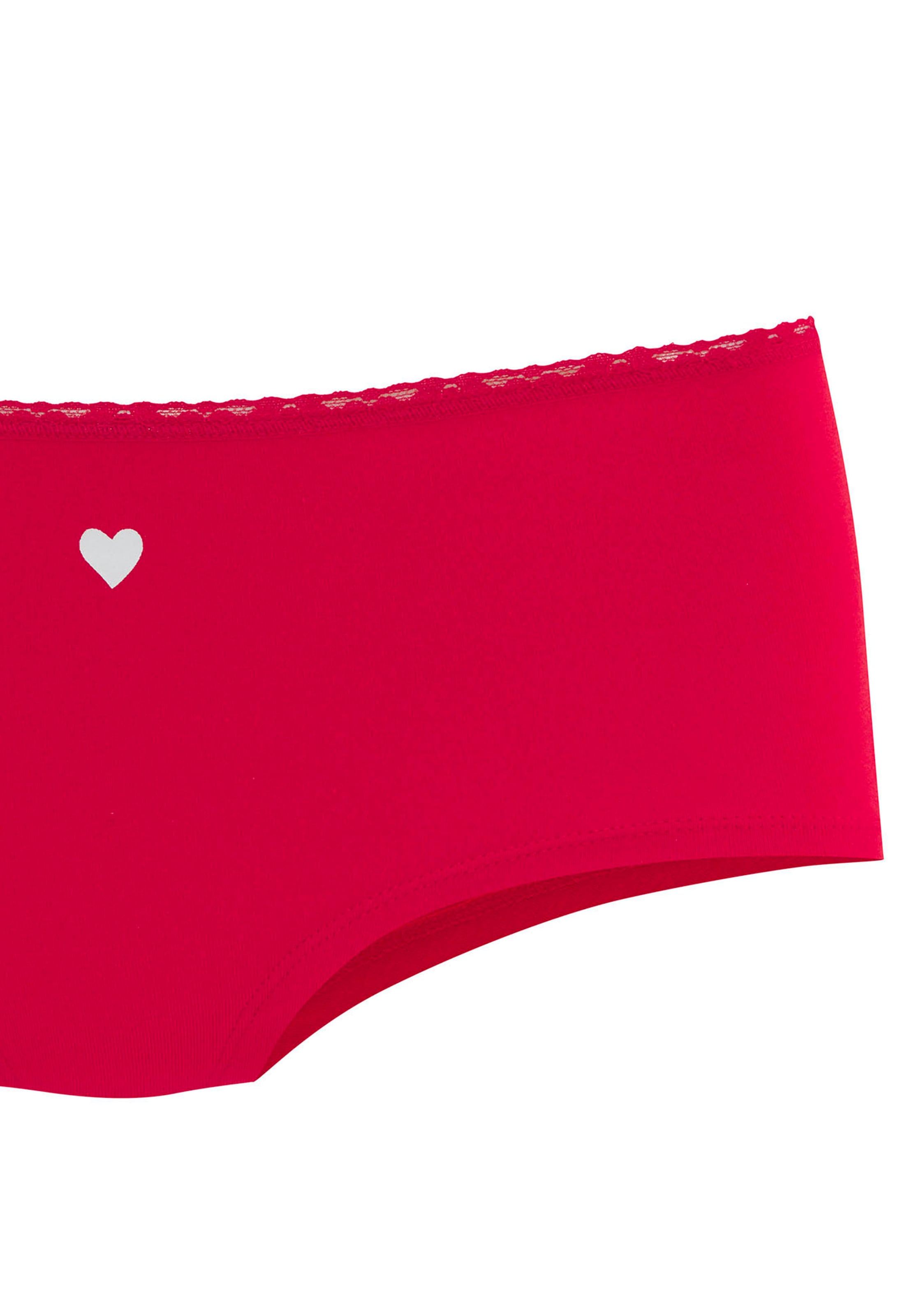 LASCANA Panty, (5er-Pack), mit süßen Herzchen-Prints und aus elastischer Baumwoll-Qualität
