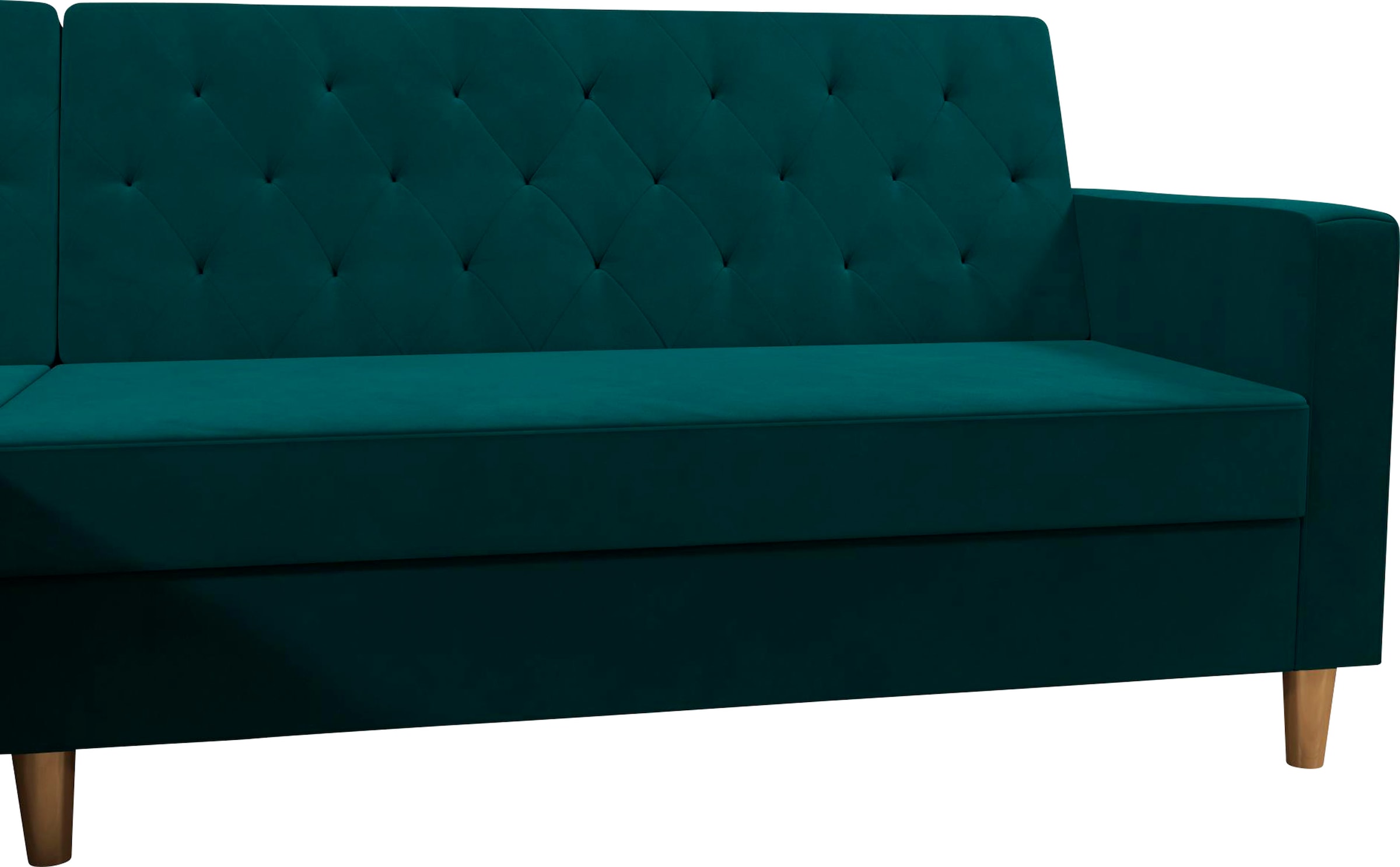 Cosmo Living Ecksofa »Liberty«, mit Schlafffunktion, Recamiere mit Stauraum beidseitig montierbar