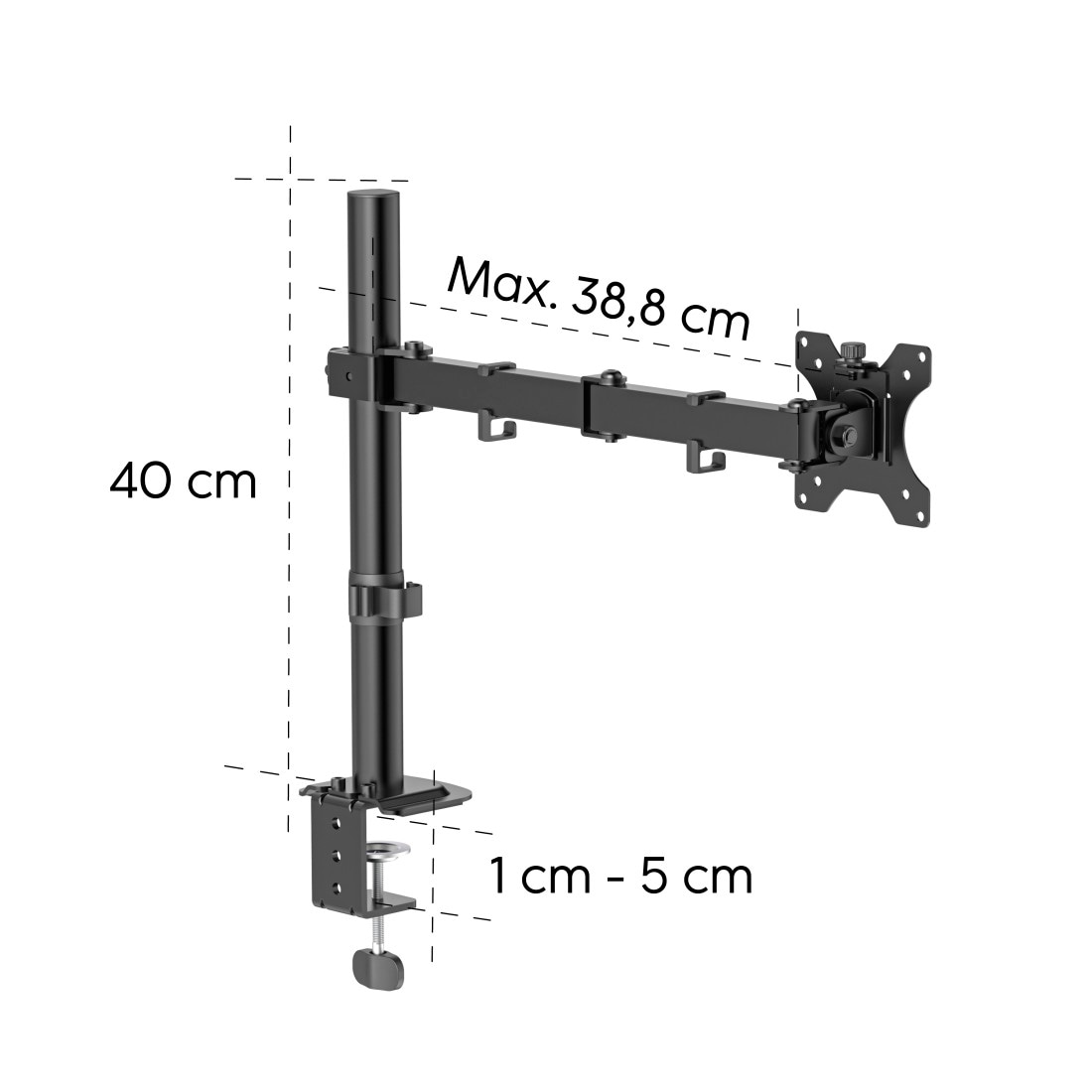 Hama Monitor-Halterung »Monitorhalterung höhenverstellbar für 13-35 Zoll Monitore« bis 89 cm Zoll 360° Rotation, VESA, Kabelmanagement, ausziehbar, Stahl