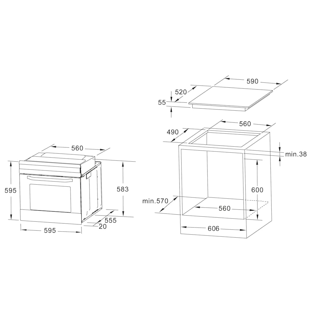 Hanseatic Elektro-Herd-Set »65C40C1-E11B04A/MC-HF605AG2«, 65C40C1-E11B04A, (Set)