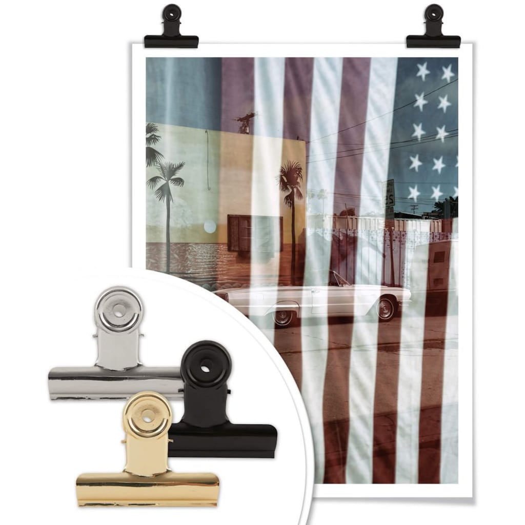 Wall-Art Poster »Flagge Amerika Reflection USA«, Autos, (1 St.)