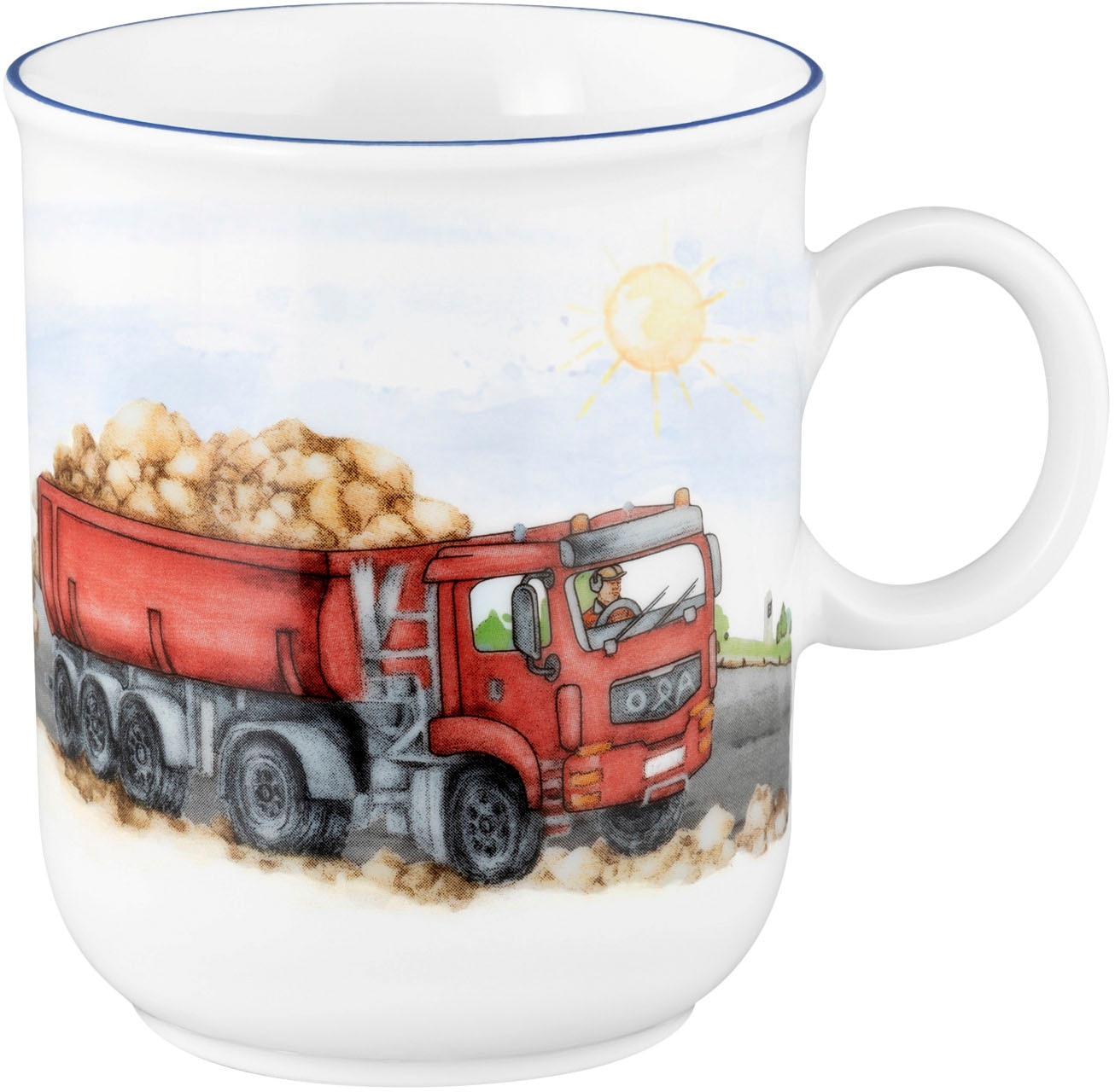 Seltmann Weiden Kindergeschirr-Set »Compact Auf der Baustelle«, (Set, 3 tlg., 1x Becher mit Henkel, 1x Schüssel rund, 1x Frühstücksteller rund), Teller, Schüssel, Becher, Made in Germany, 3 Teile, für 1 Person