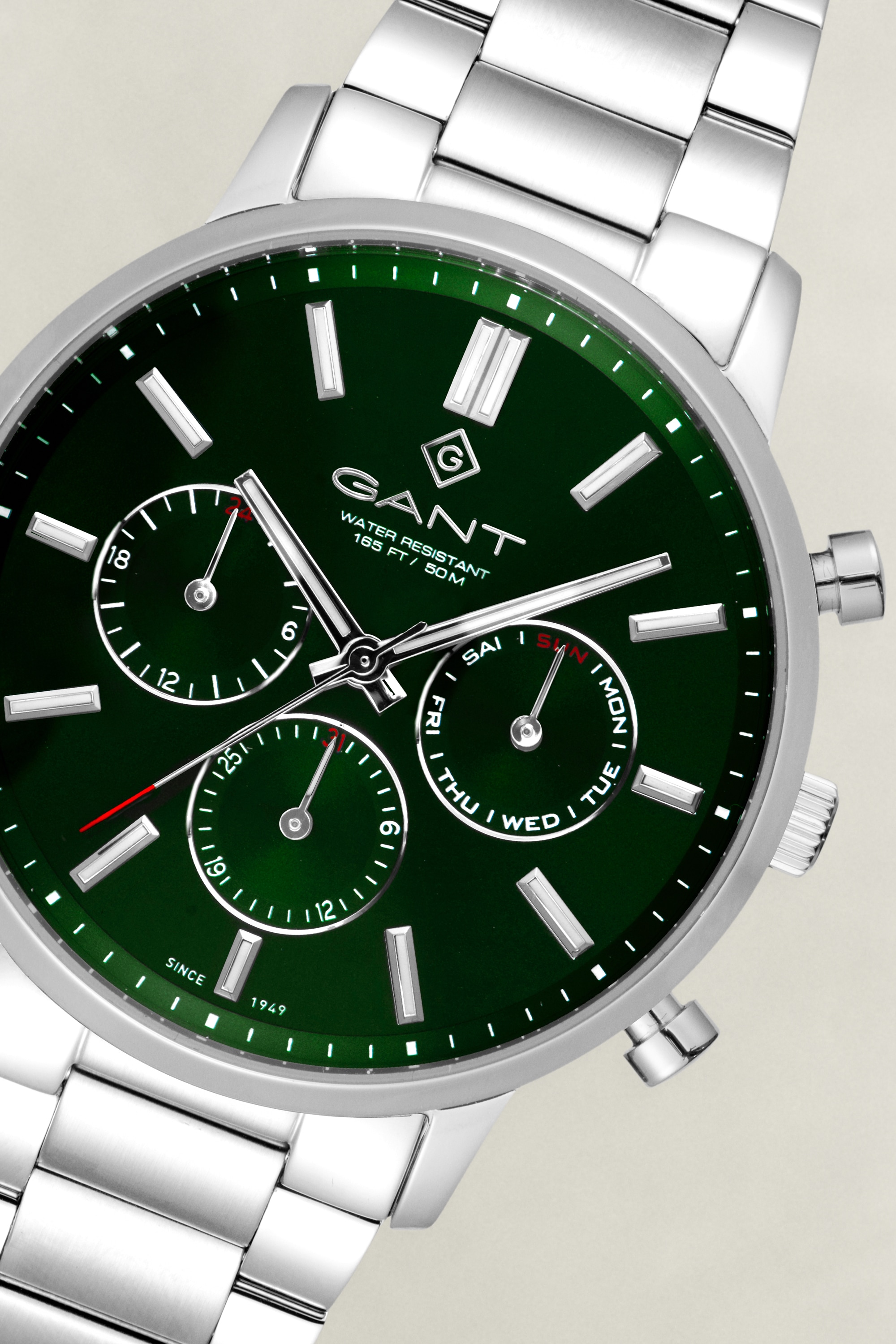 Gant Quarzuhr »Easthill Day-Date« Armbanduhr, Herrenuhr, Edelstahlarmband, analog, Tag, Wochentag