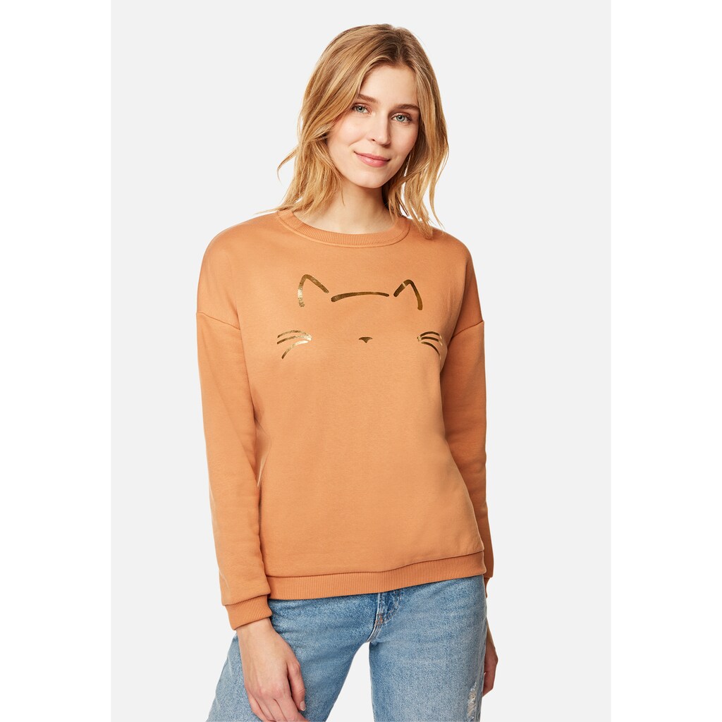 Damenmode Pullover Mavi Rundhalspullover »CAT PRINTED SWEATSHIRT«, Hochwertiger Folienprint mit Katzenmotiv braun Damenmode Pullover Mavi Rundhalspullover »CAT PRINTED SWEATSHIRT«, Hochwertiger Folienprint mit Katzenmotiv braun