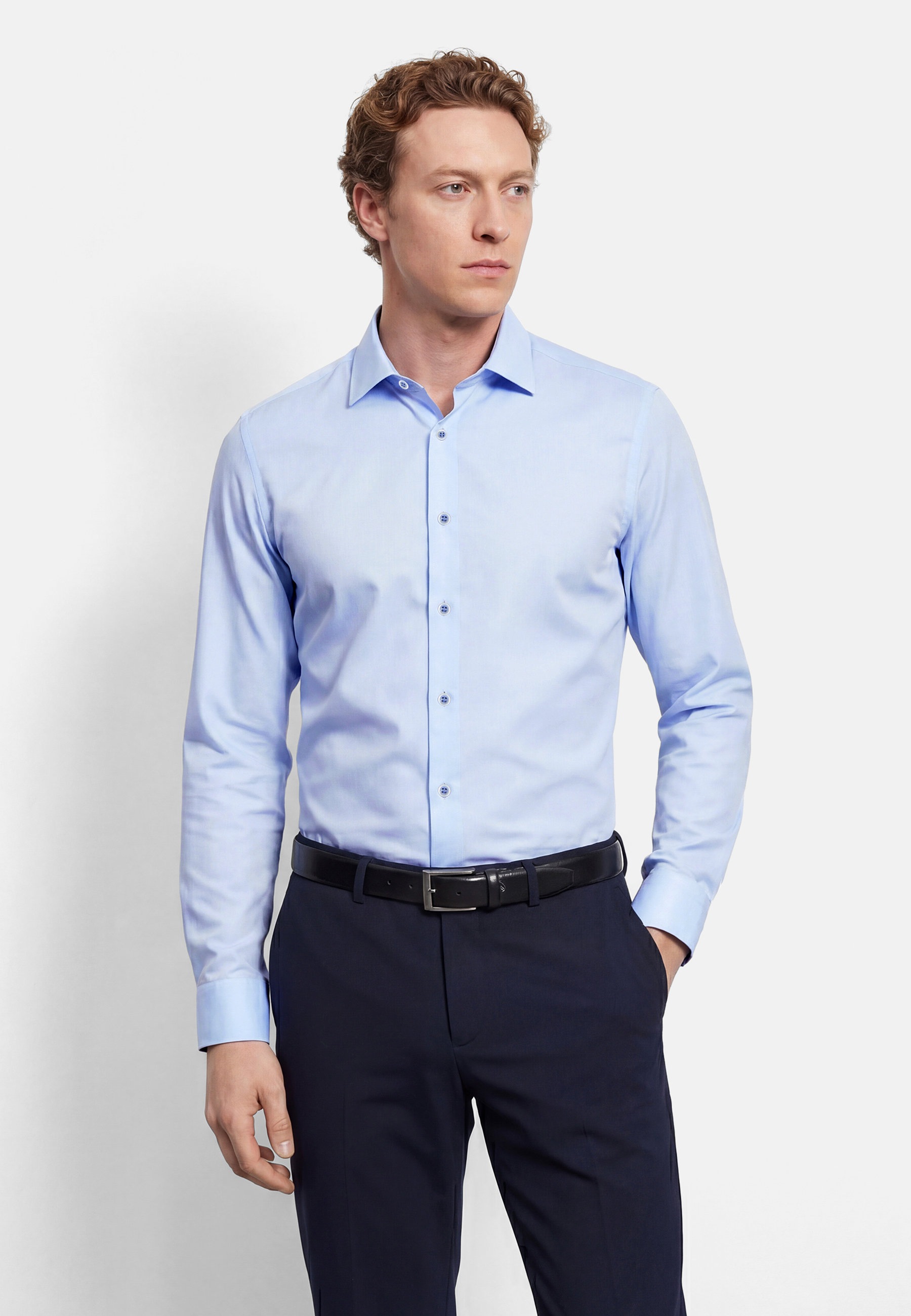 OLYMP Level 5 Men's Long Sleeve Shirt Blue 42 4