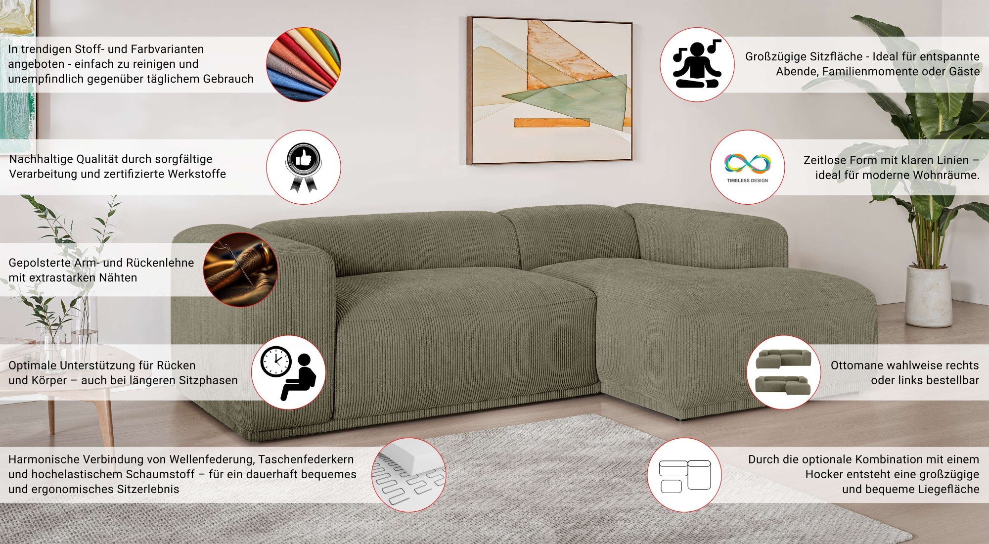 Thumbnail - s.Oliver Ecksofa "EMMERIK Designersofa, L-Form mit Wellenfederung, B/T/H: 260/155/73 cm", hoher Sitzkomfort, gemütlich u...