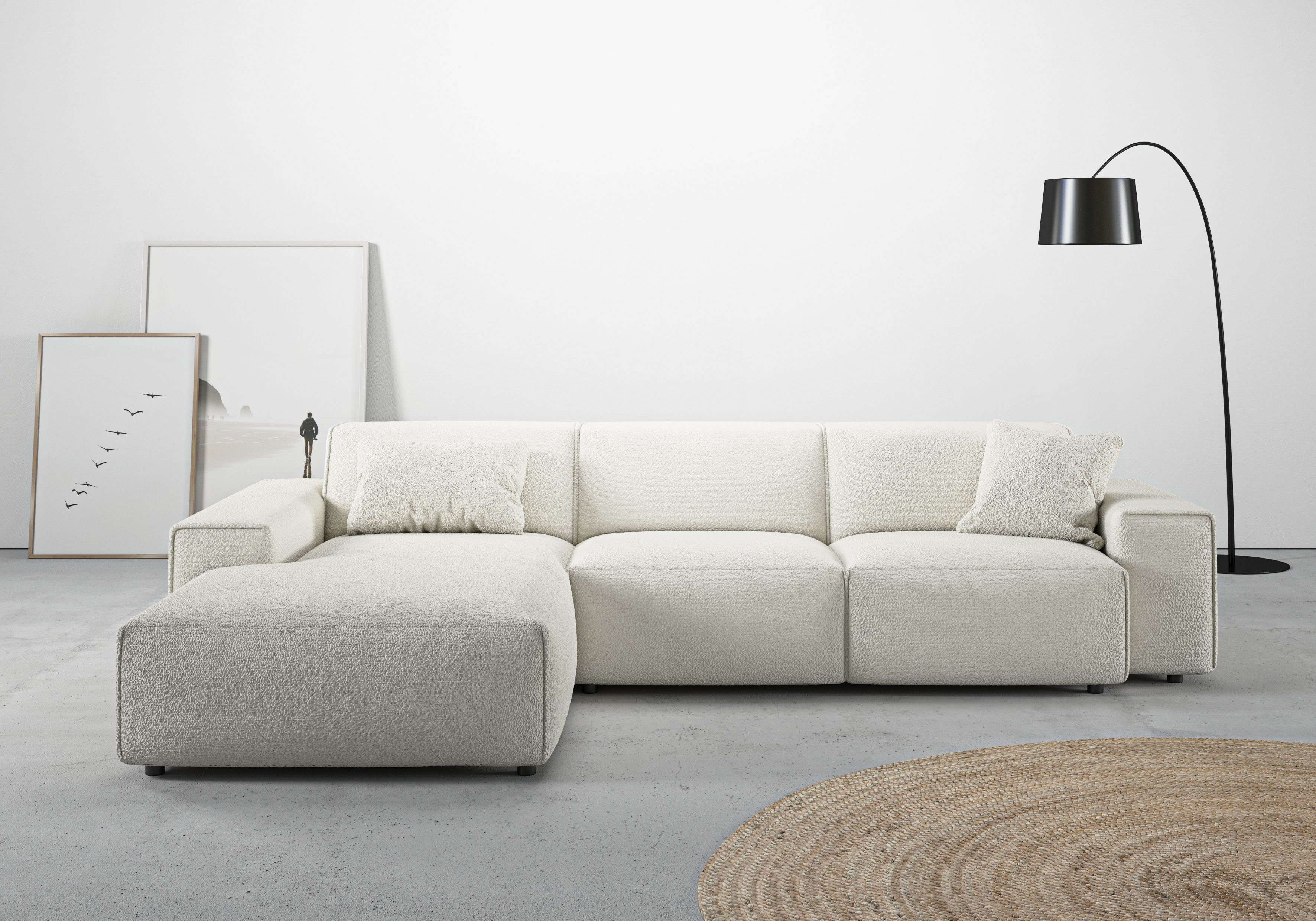 Home affaire Ecksofa "Glimminge auch in Breitcord, Feincord, Bouclé + Easy care-Bezug" L-Form, Breite 294, Zierkissen