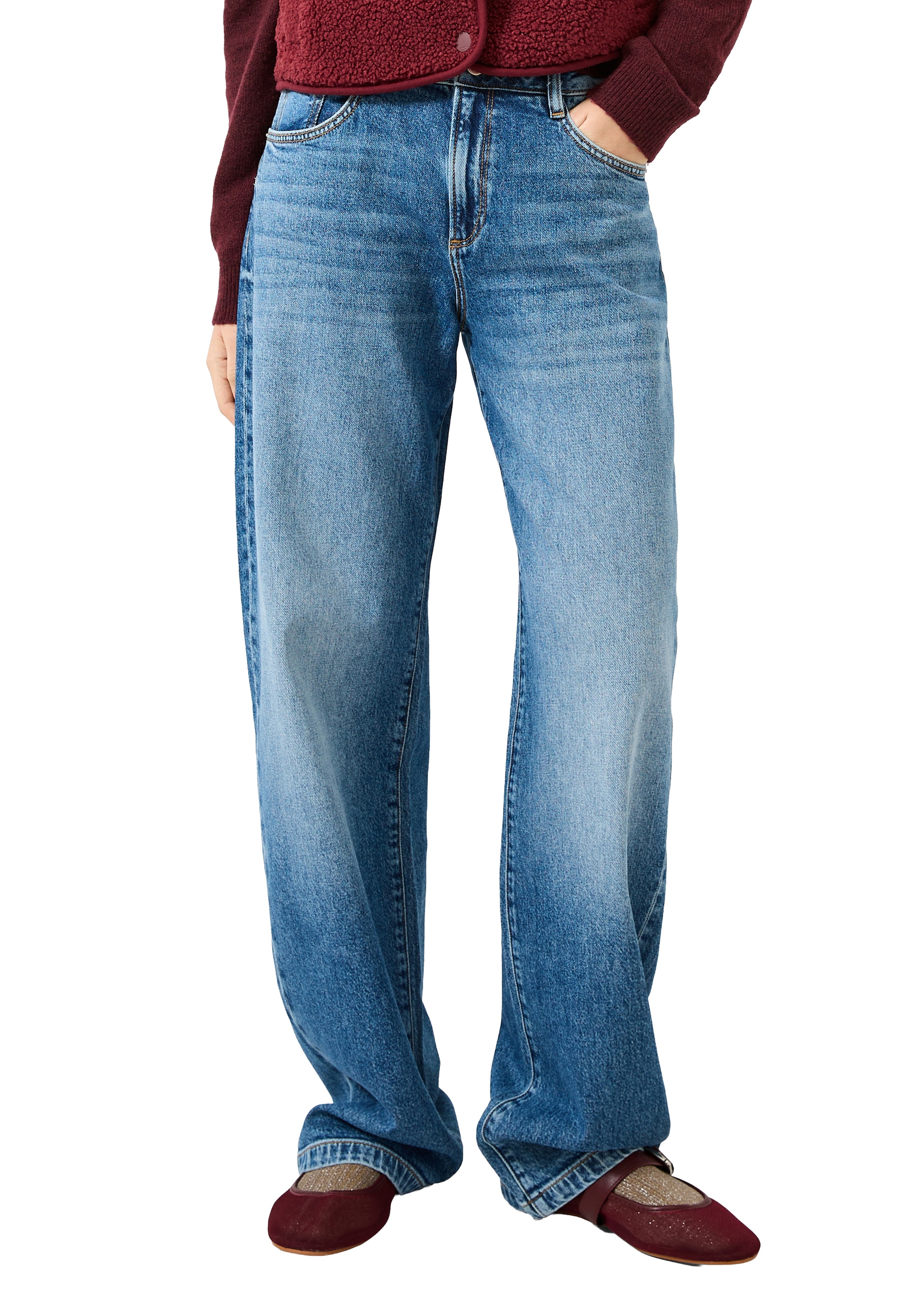 QS 5-Pocket-Hose Barrel Leg Jeans mit Stretch